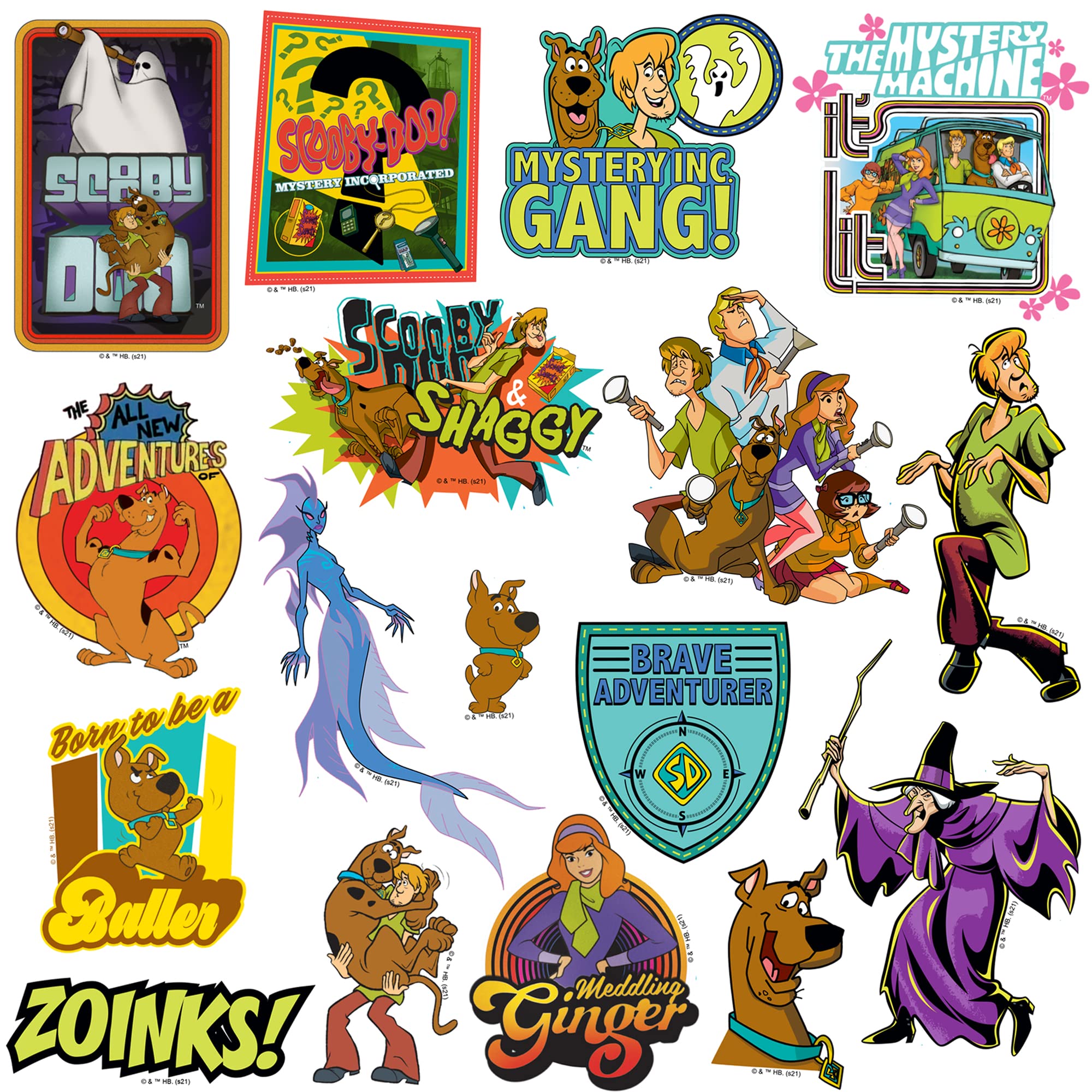 Scooby-Doo Die Cut Vinyl Stickers - 50-Piece Variety Pack for Laptop, Water Bottle, Scrapbook, Tablet, Skateboard | Indoor & Outdoor Decals for Kids & Adults | Perfect for DIY Crafts, School Supplies & Personalizing Accessories