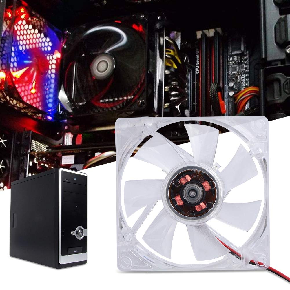 4Pin Mute PC Case Cooling Fan 80mm - Blue LED Light 12V Computer Cooler for Desktop Case Cooling | Quiet Cooling Solution for Gaming PC, Office Computer & Home Theater Setup