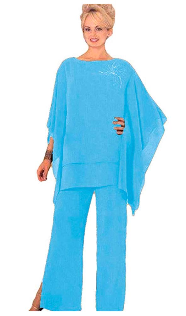 Elegant Women's 2-Piece Chiffon Pantsuit Set - Mother of The Bride Dress with Jacket, Formal Evening Gown for Weddings, Parties & Special Occasions