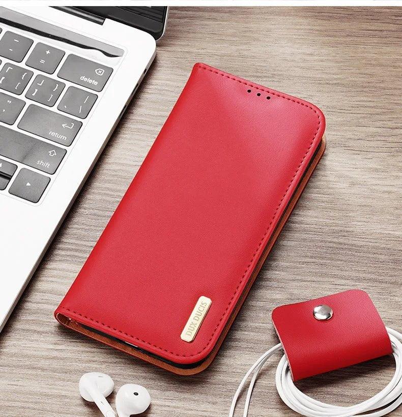 DuxDucis Galaxy S24 Genuine Leather Wallet Case - Premium Protective Cover with Card Slots for Samsung Galaxy S24 - Perfect for Business, Travel & Everyday Use