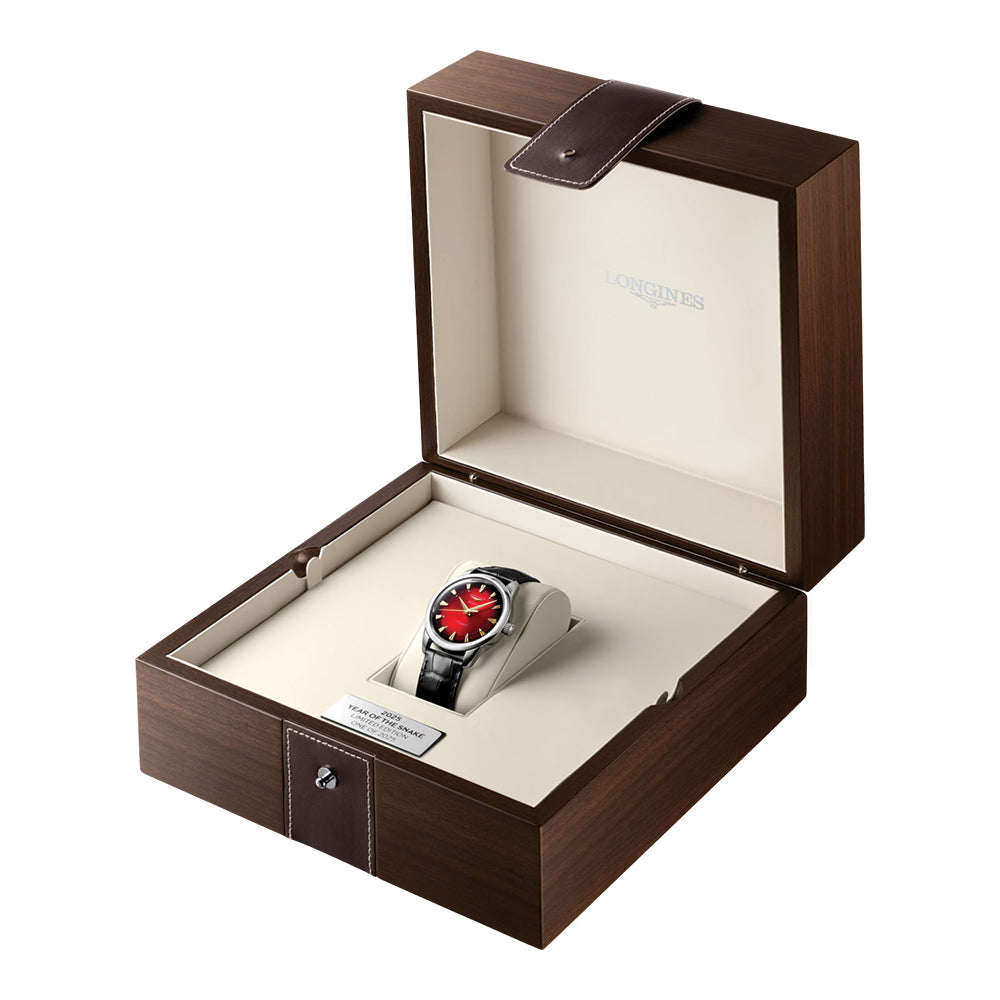 Conquest Heritage Year of the Snake Limited Edition 40mm Red Leather Strap Watch - Perfect for Collectors & Special Occasions