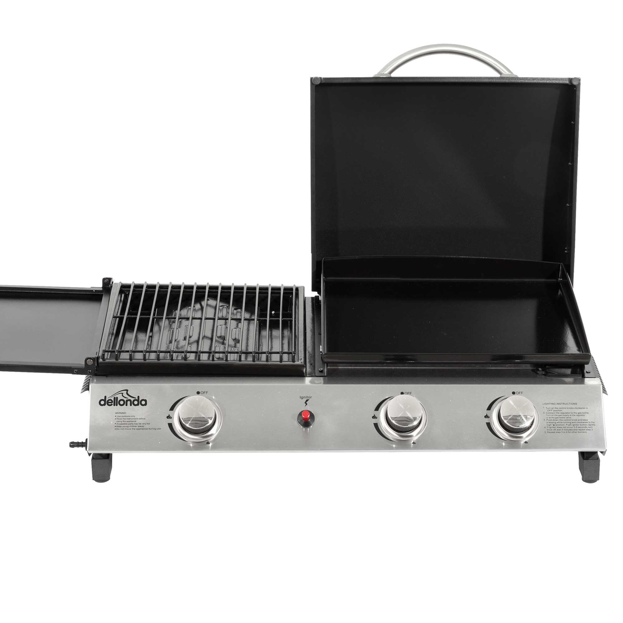 2+1 Burner Portable Gas Grill & Griddle - 8.5kW Stainless Steel Outdoor BBQ Hot Plate for Camping, Tailgating & Backyard Cooking (Model DG276)