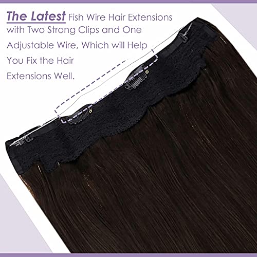 Premium Fish Line Halo Hair Extensions with Invisible Clips - Seamless 100% Human Hair Extensions for Length & Volume - Perfect for Weddings, Parties & Daily Styling