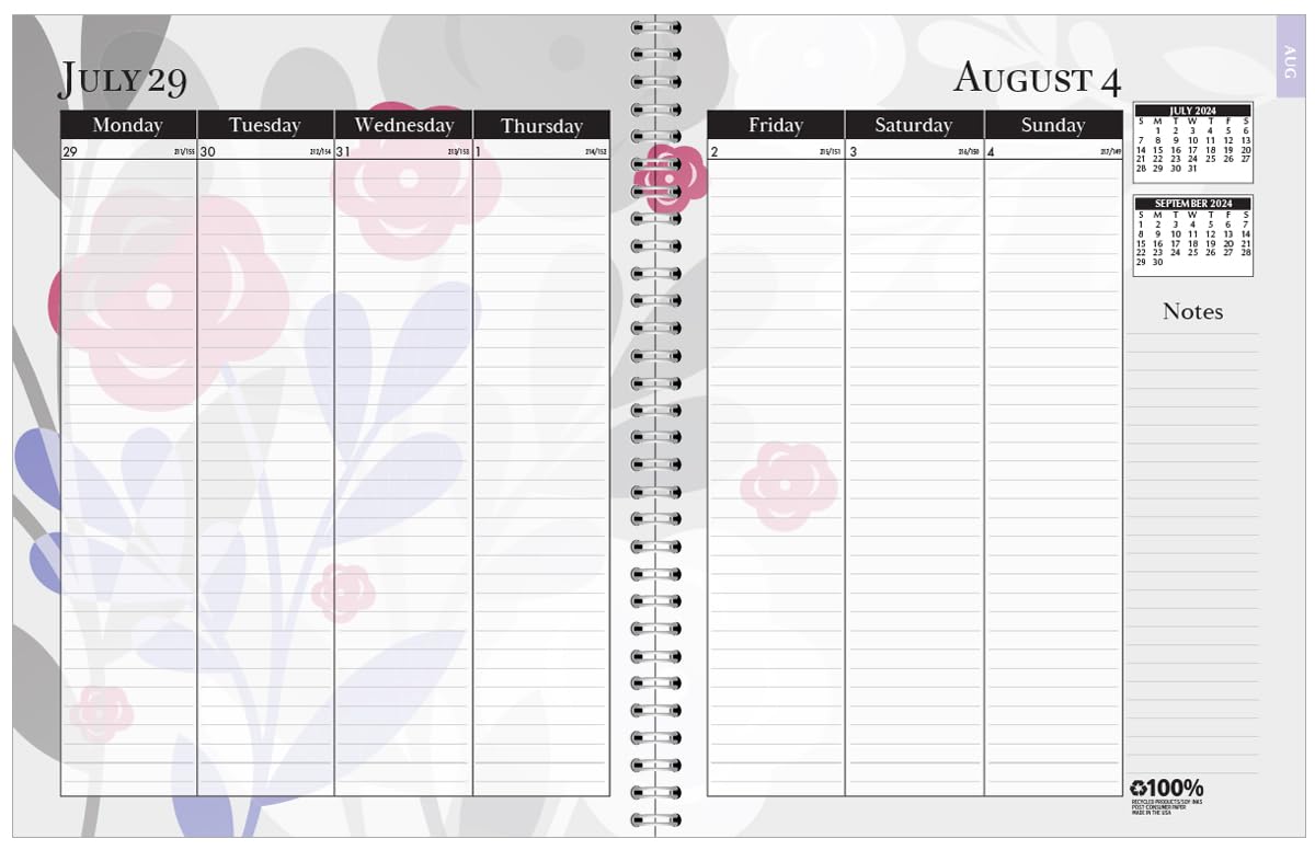 House of Doolittle 2024-2025 Academic Planner - Monthly & Weekly Calendar with Wild Flower Design, 7 x 9 Inches (August-July) - Perfect for Students, Teachers & Office Organization (HOD295474-25)