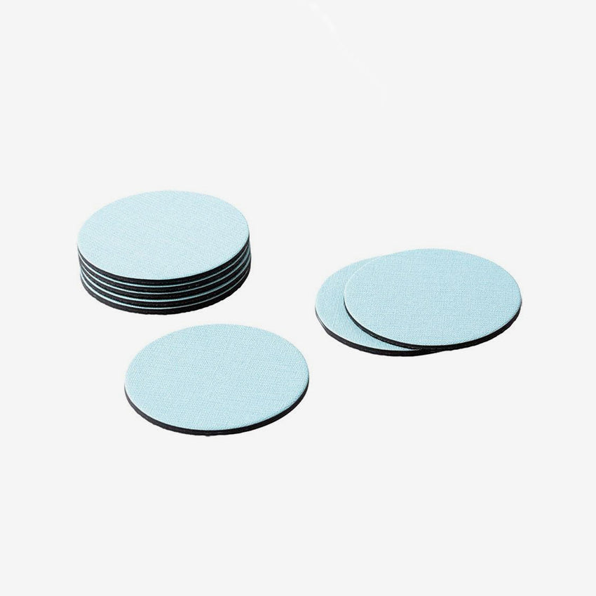 Caspari Classic Canvas Round Coasters Set of 4 - Absorbent Drink Coasters for Coffee, Wine, and Beer - Elegant Table Decor for Home, Bar, and Office
