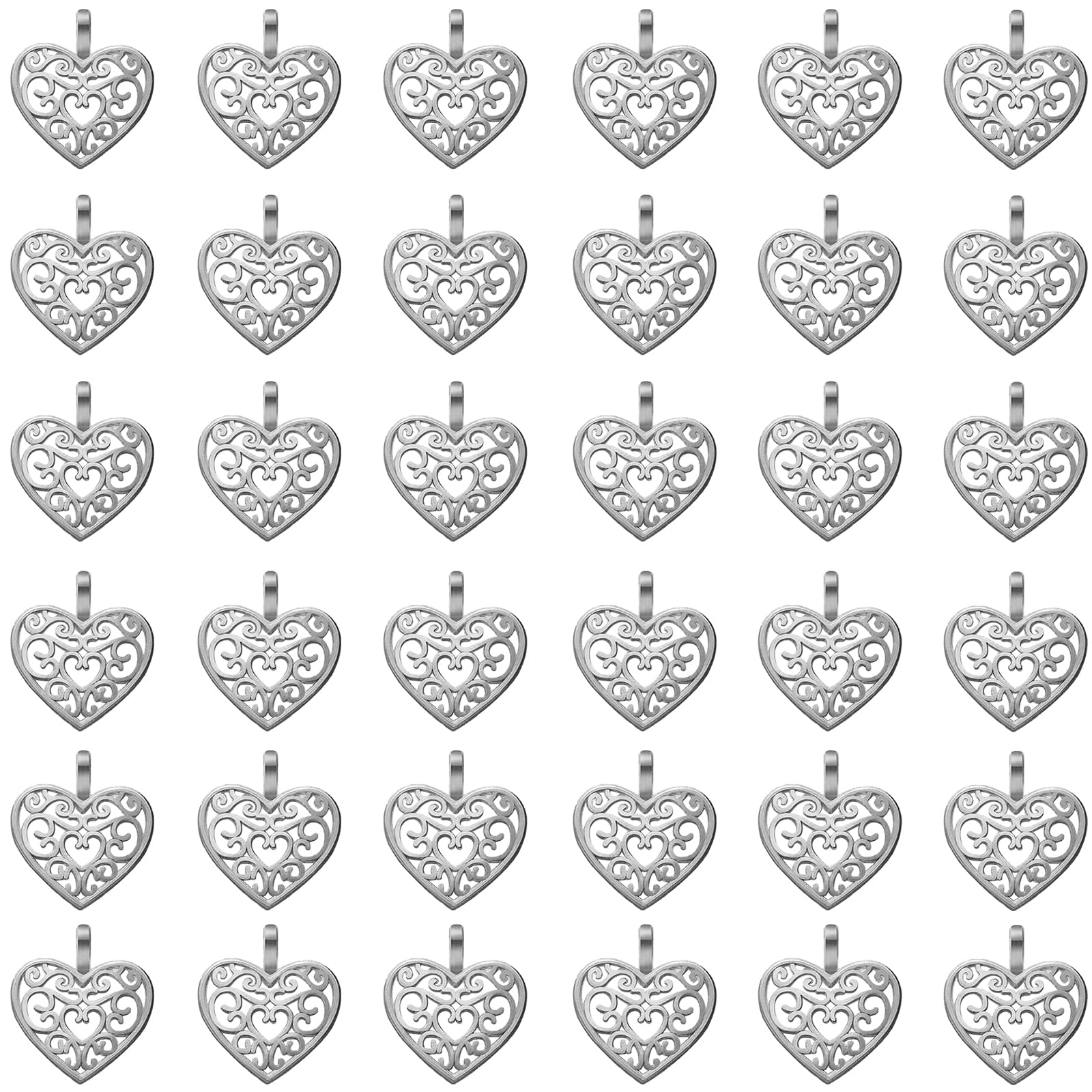 100pcs Alloy Hollow Heart Pendant Charms for DIY Jewelry Making - Necklace & Bracelet Craft Supplies - Perfect for Handmade Gifts, Party Favors, and Fashion Accessories