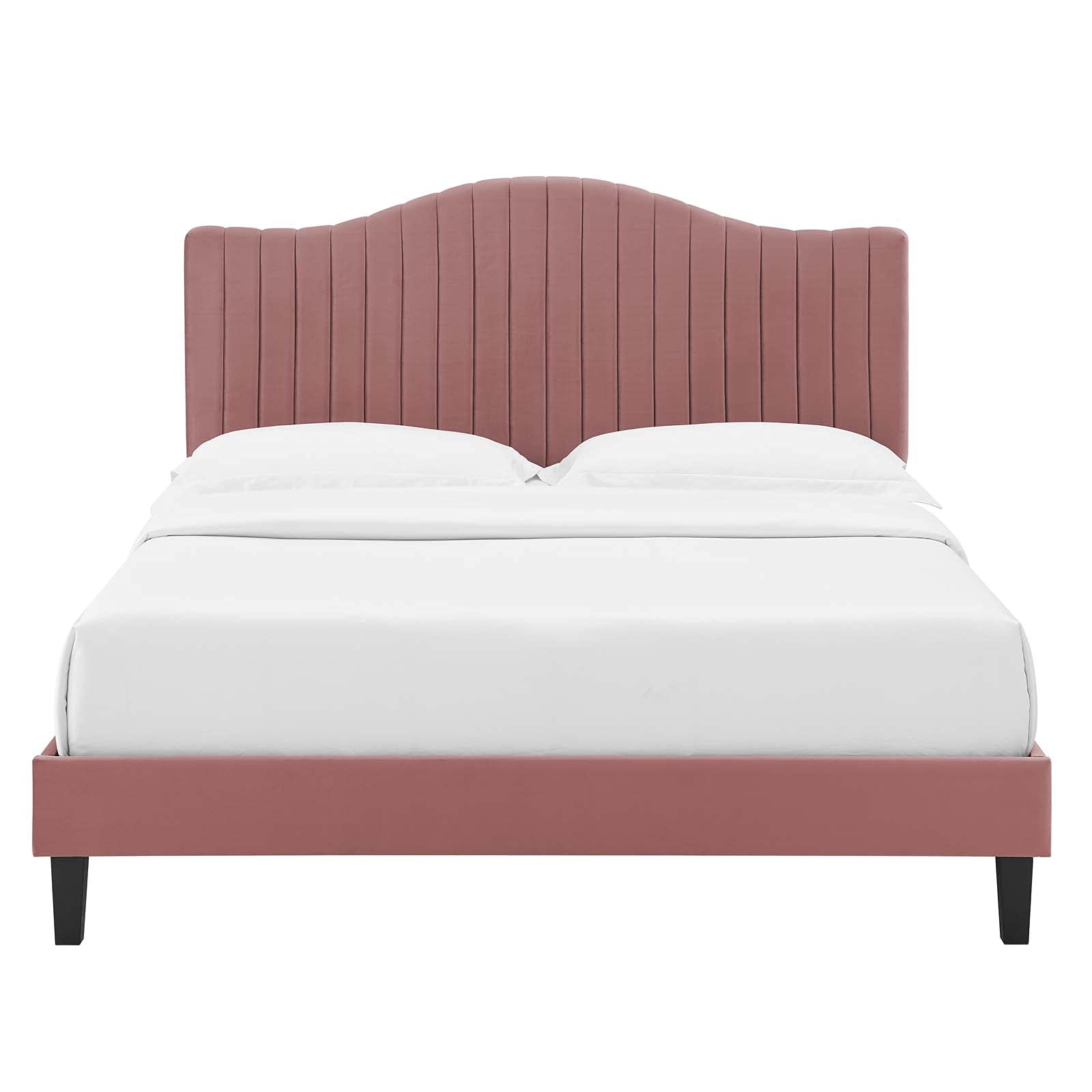 Modway Juniper Full Size Platform Bed Frame in Dusty Rose - Modern Minimalist Bedroom Furniture for Small Spaces & Guest Rooms