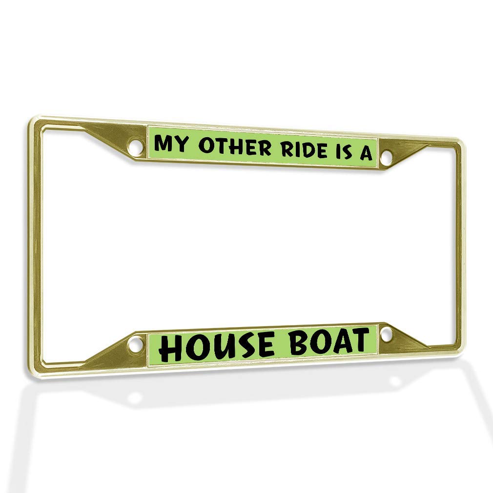 QDENG 12x6 Inch Aluminum License Plate Frame - Weatherproof Gold Car Accessory for Boats & RVs