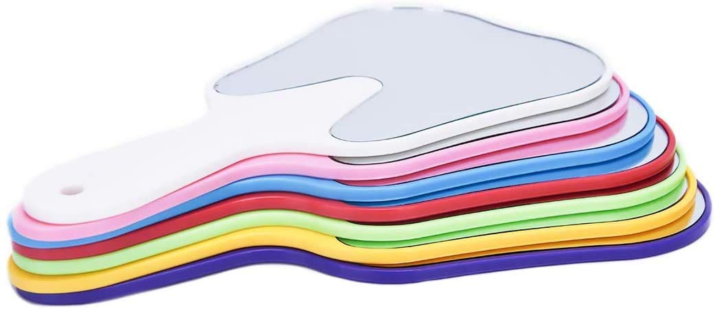 6-Piece Dental Mirror Set - Tooth Shaped Handle Dentist Tools with Plastic Glass for Oral Exams, Makeup Application & Beauty Care - Perfect for Dentists, Hygienists & Home Use