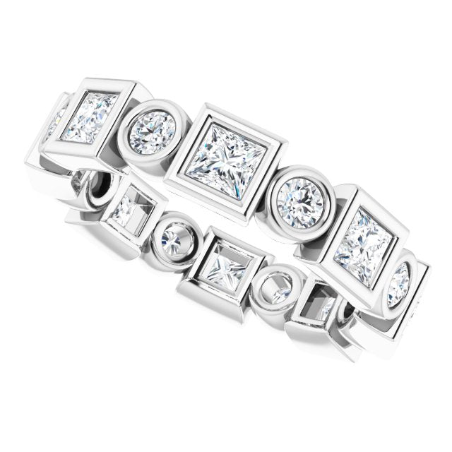1.92 Carat Princess & Round Diamond Eternity Wedding Band - Perfect for Anniversary Gifts, Bridal Jewelry & Special Occasions