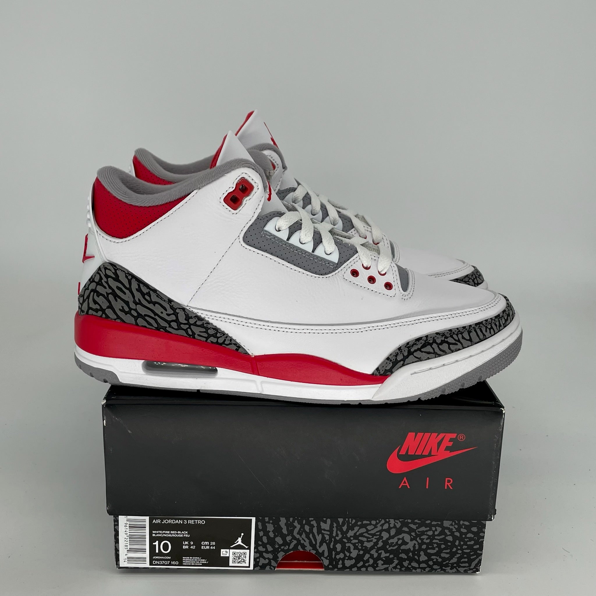 AIR JORDAN 3 Retro Fire Red Men's Basketball Shoes Size 10 DN3707-160 - Perfect for Streetwear, Sneaker Collection & Casual Wear