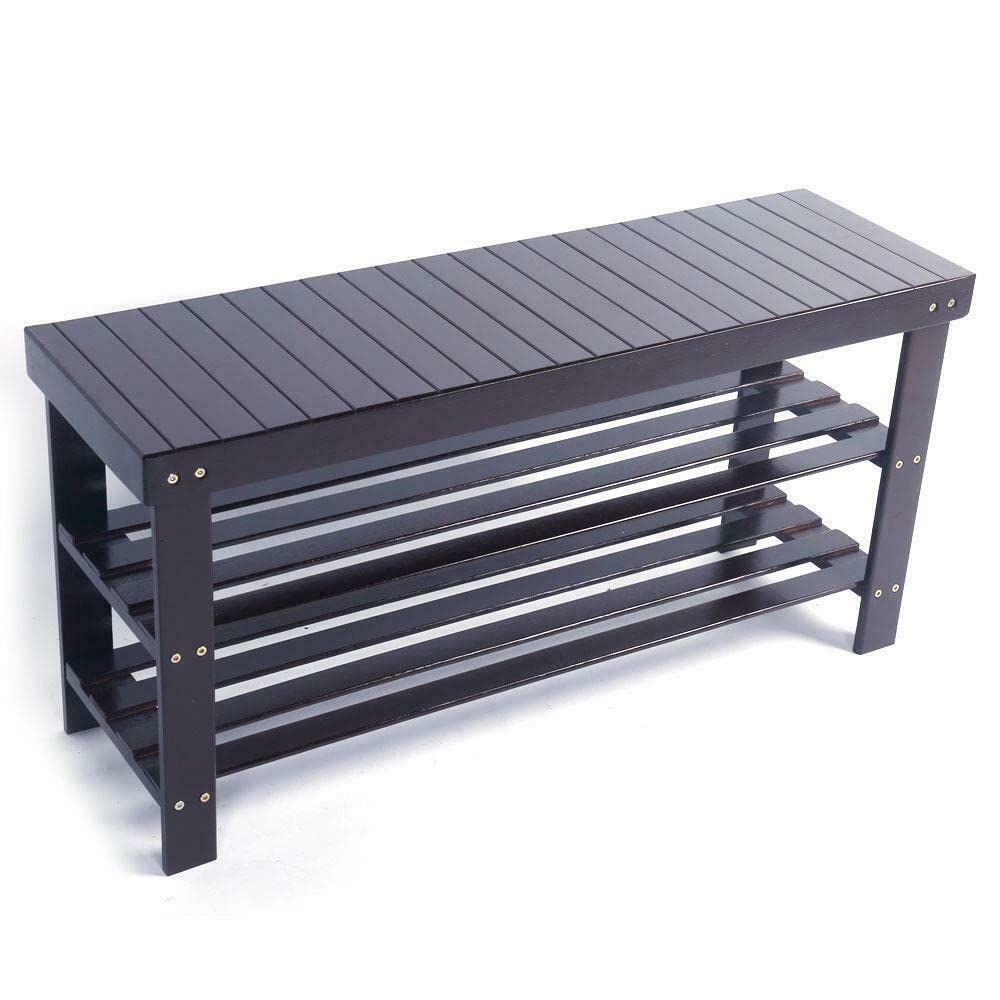 3-Tier Bamboo Shoe Rack Bench with Storage Shelf - Space Saving Shoe Organizer for Closet & Entryway - Perfect for Storing Shoes, Hats, Bags and Institu Clothes - Ideal for Small Spaces, Apartments and Home Organization