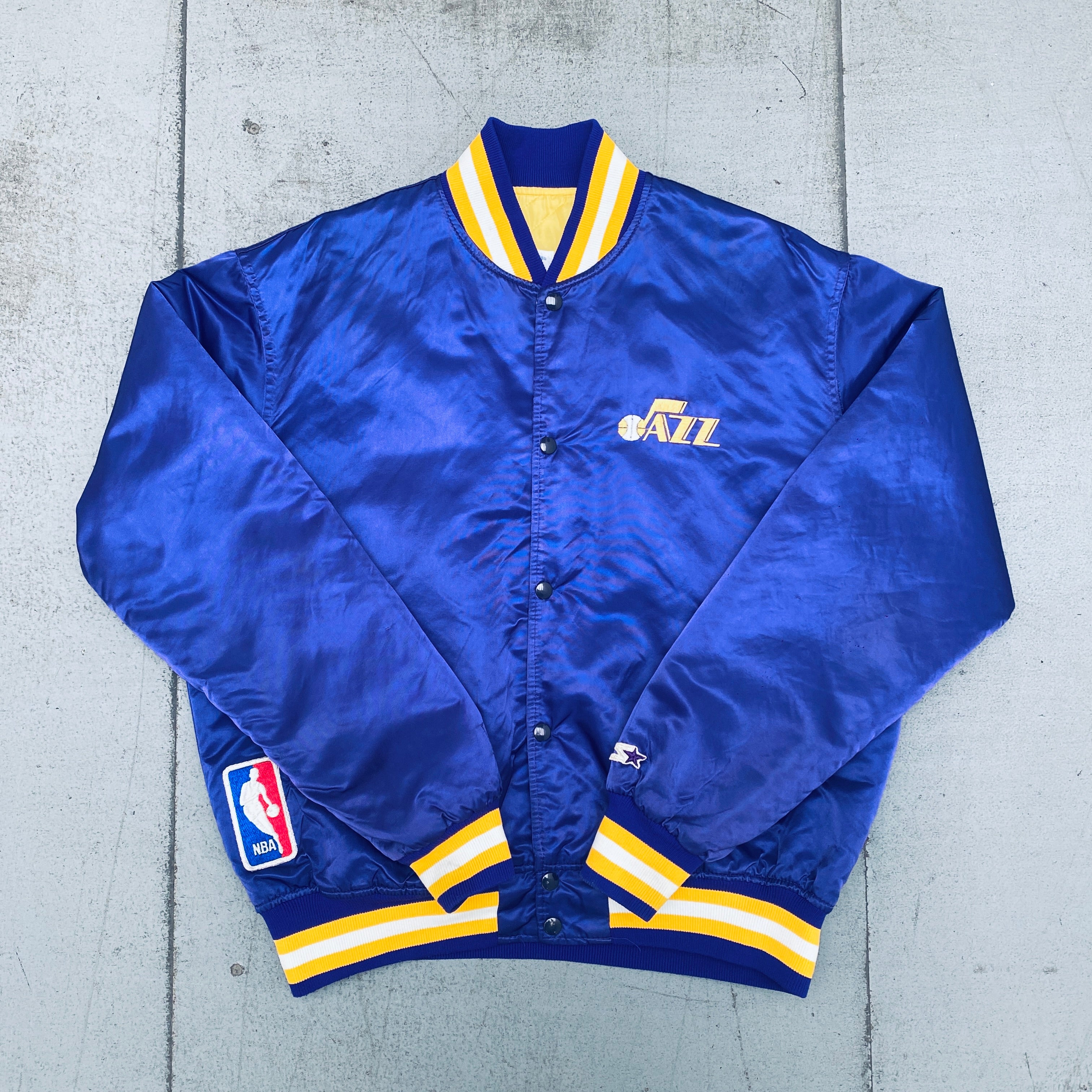 Vintage 1980s Utah Jazz Satin Starter Bomber Jacket - XL Size | Retro NBA Basketball Fan Apparel for Men | Perfect for Game Day, Collectors & 90s Fashion Enthusiasts