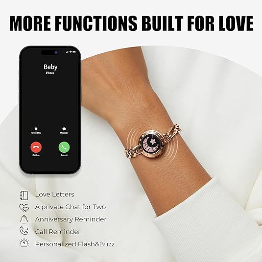 TOTWOO Smart Bracelets for Couples - Bluetooth Connected Touch Bracelet with Vibration & LED Light Alerts - Long Distance Relationship Gifts for Girlfriend/Boyfriend - Perfect for Anniversaries, Valentine's Day & Romantic Surprises