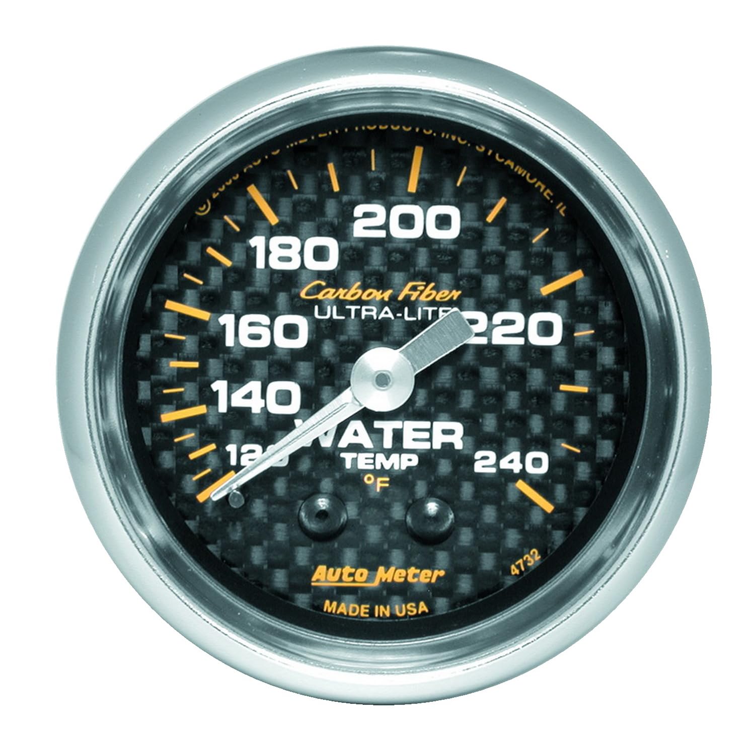 AUTO METER 4732 Carbon Fiber Mechanical Water Temperature Gauge - 2-1/16