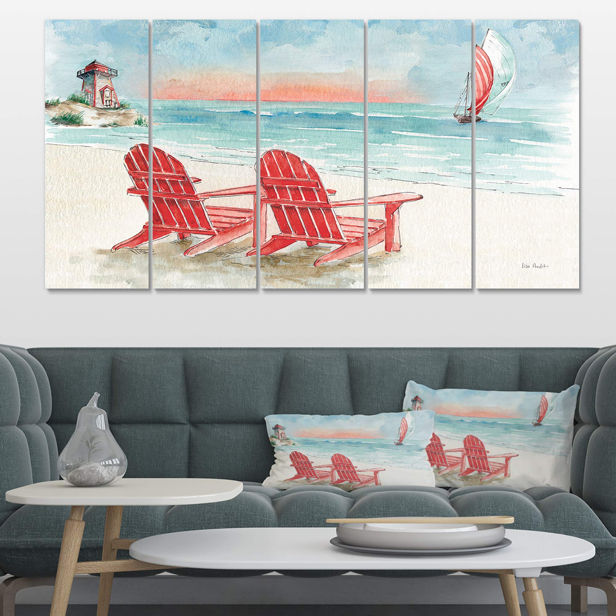 Designart 'Coastal Chair Relax Beach II' Nautical Coastal Canvas Wall Art Print - Perfect for Beach House Decor, Living Room & Bedroom Wall Decor