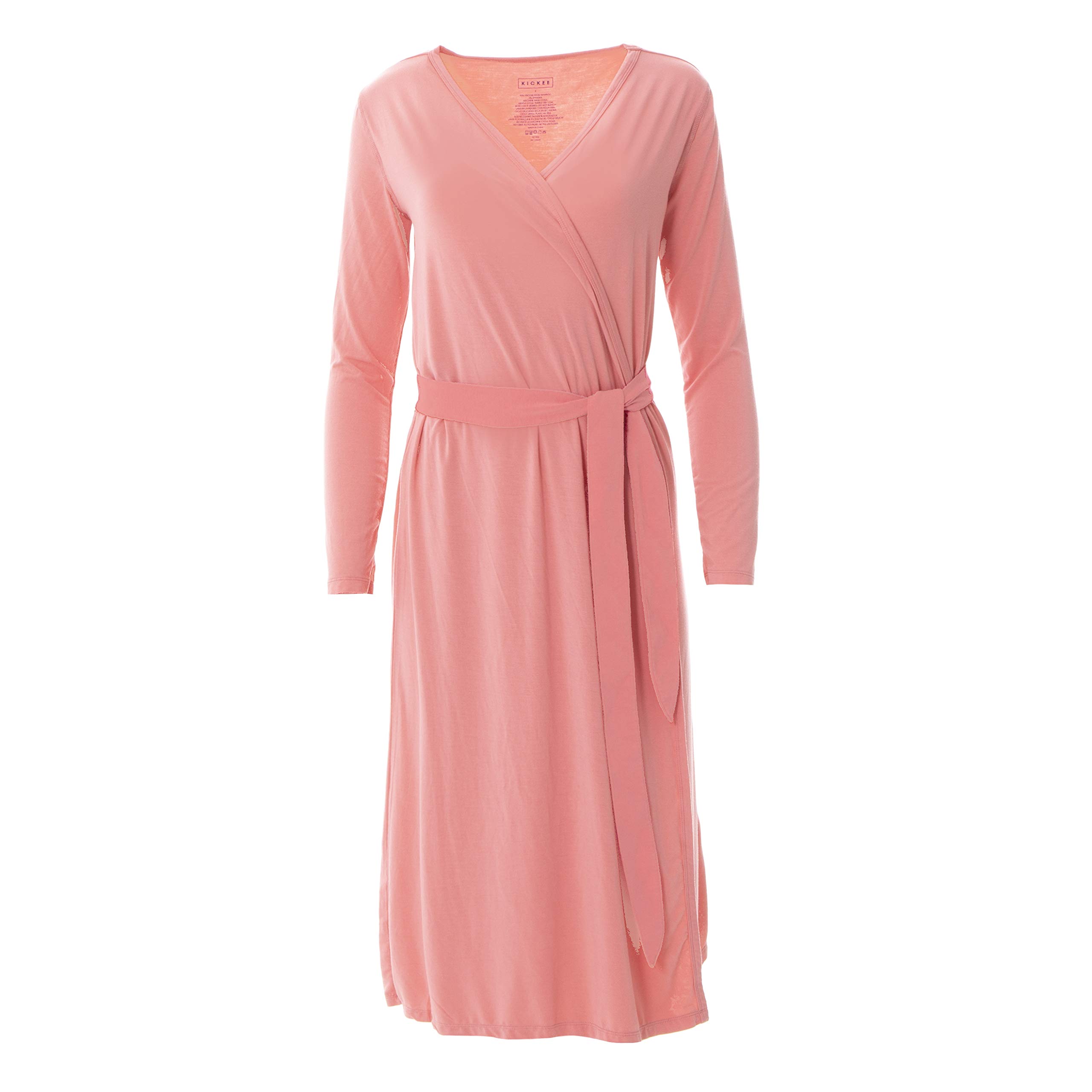 KICKEE Women's Soft Solid Color Basic Robe - Cozy Loungewear for Relaxing at Home, Spa Days & Morning Coffee