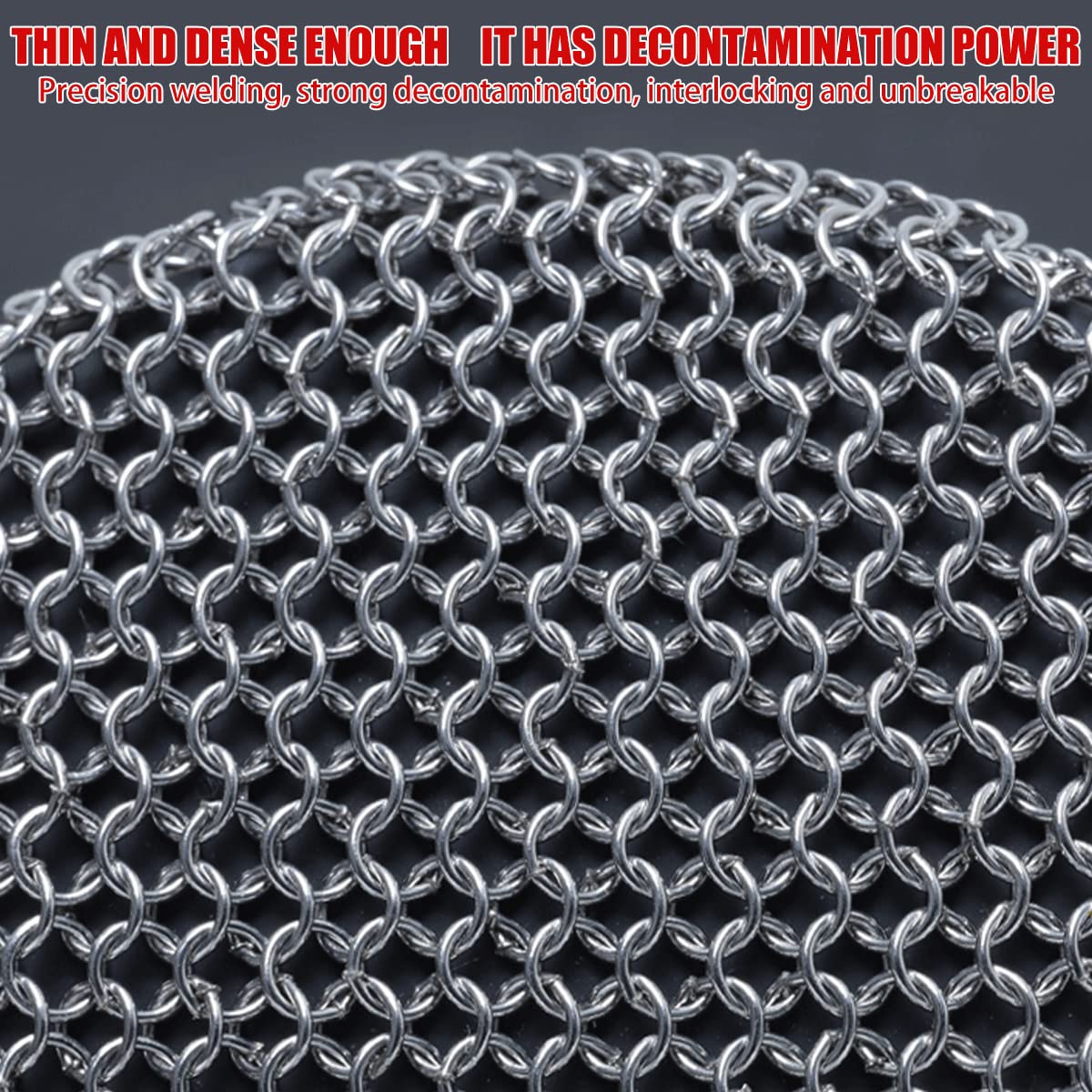 316 Stainless Steel Cast Iron Scrubber with Handle - Heavy Duty Chainmail Scrubber for Pots, Pans, Bakeware & Grills - Rustproof Steel Wool Alternative for Kitchen Cleaning & Outdoor BBQ Maintenance