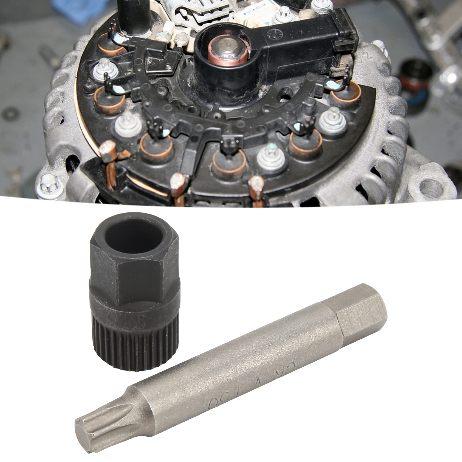 33 Teeth Spline Socket Alternator Pulley Wrench Kit - Hand Operated Drill Bit Puller Remover Tool for Bosch Alternators | Automotive Repair & DIY Maintenance