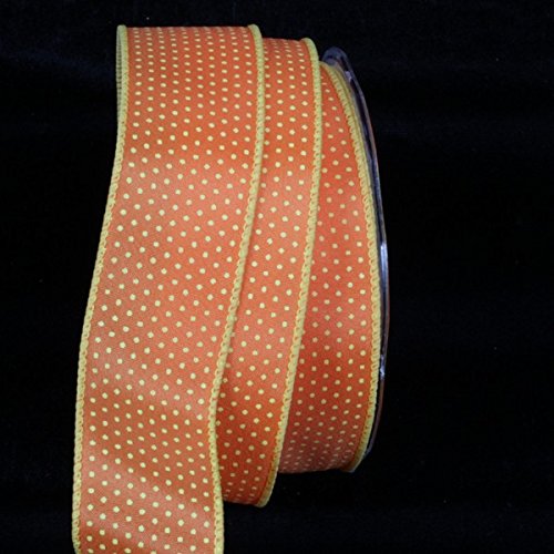 Yellow Polka Dots with Orange Felicity Wired Craft Ribbon 1.5 Inch x 54 Yards - Perfect for Gift Wrapping, DIY Crafts, Scrapbooking & Party Decorations