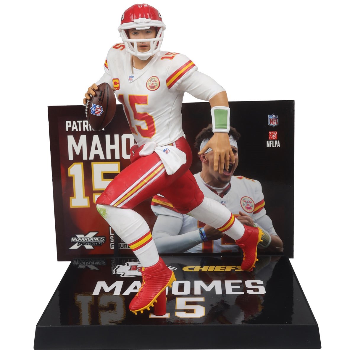Patrick Mahomes Kansas City Chiefs NFL Away Jersey 2024 Posed Action Figure - Perfect for Sports Fans, Collectors, and Game Day Decor