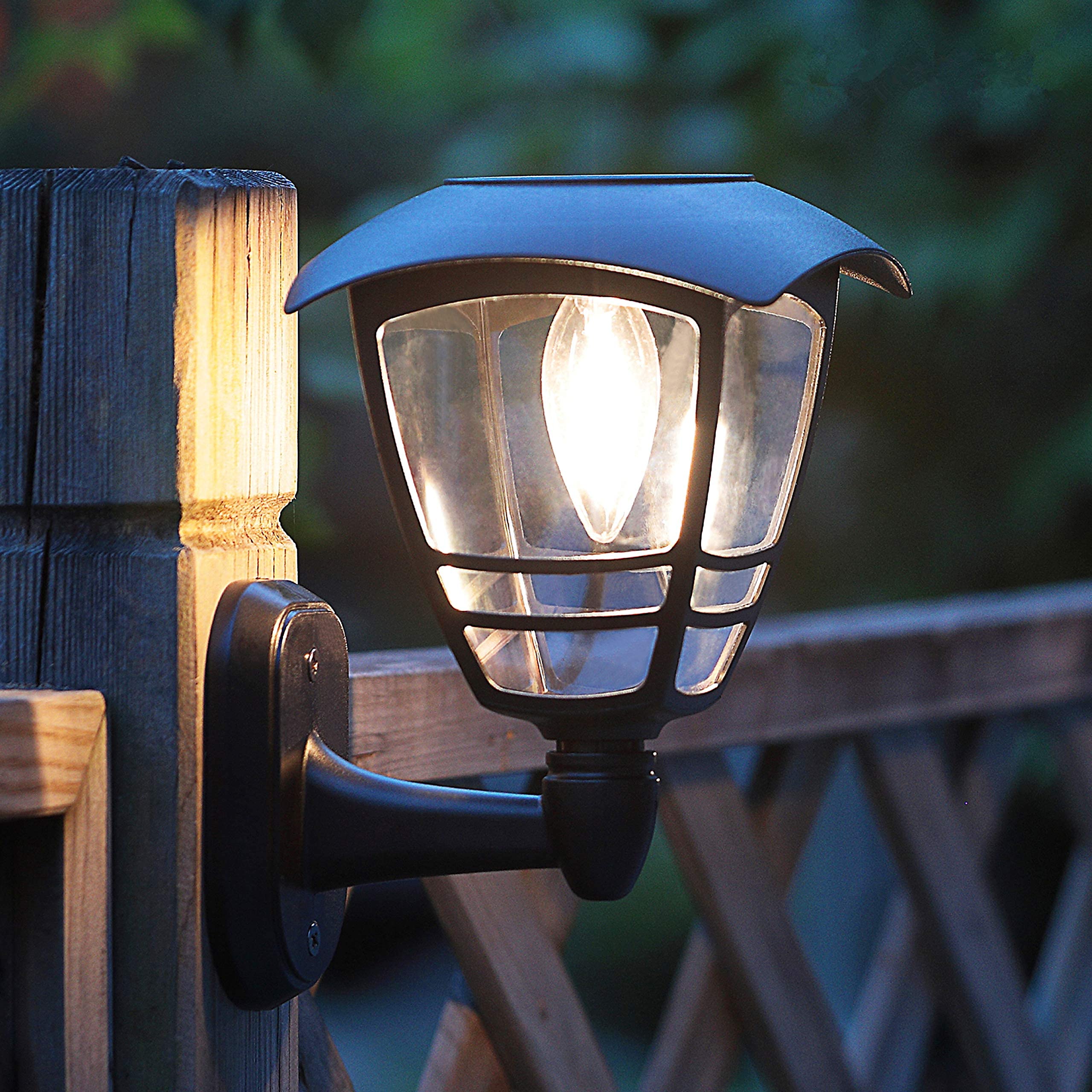 MAGGIFT 2 Pack Solar Powered Outdoor Wall Lantern - 10 Lumen LED Edison Bulb, Warm White Solar Lights with Wall Mount Kit, No Wiring Required - Perfect for Patio, Garden, Porch & Pathway Lighting