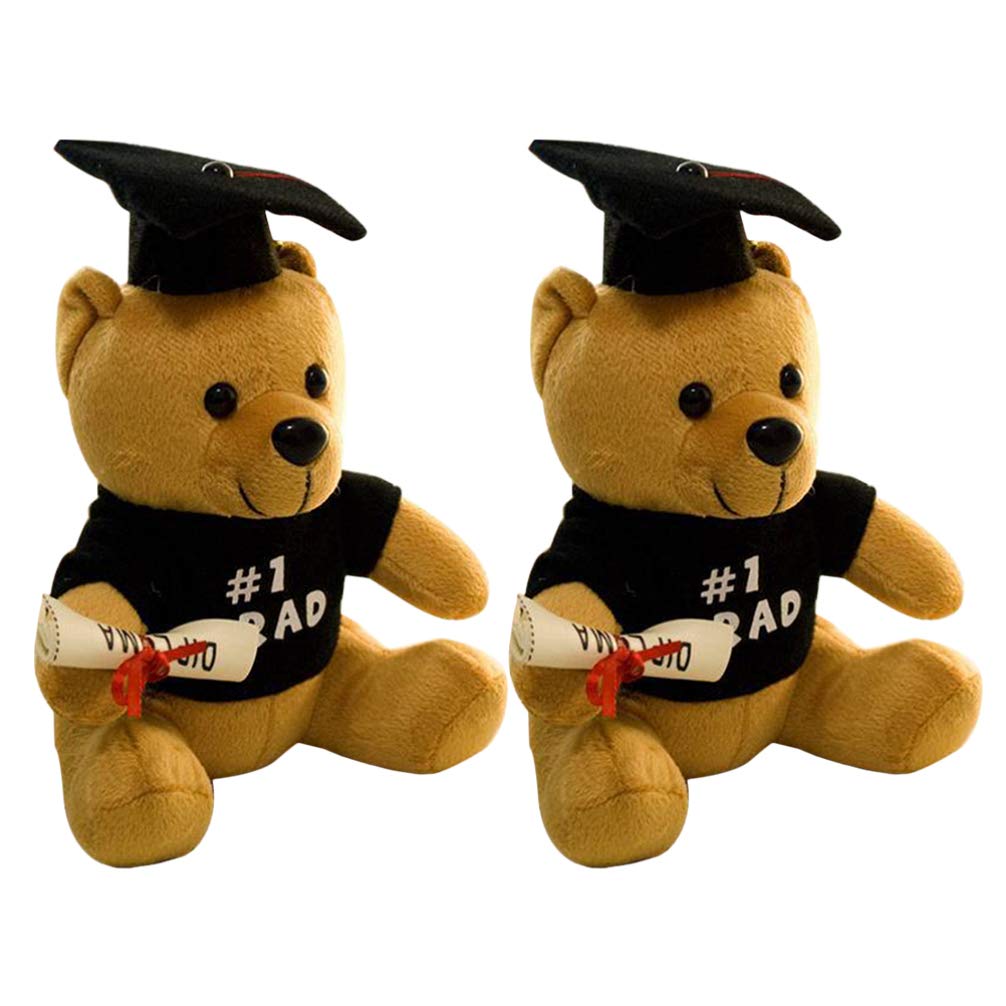 PRETYZOOM Graduation Teddy Bear - 2 Pack Cute Stuffed Animal with Cap & Diploma (20cm) - Perfect Graduation Gift for Students, Friends & Family - Great for Graduation Parties, School Events & Gift Giving