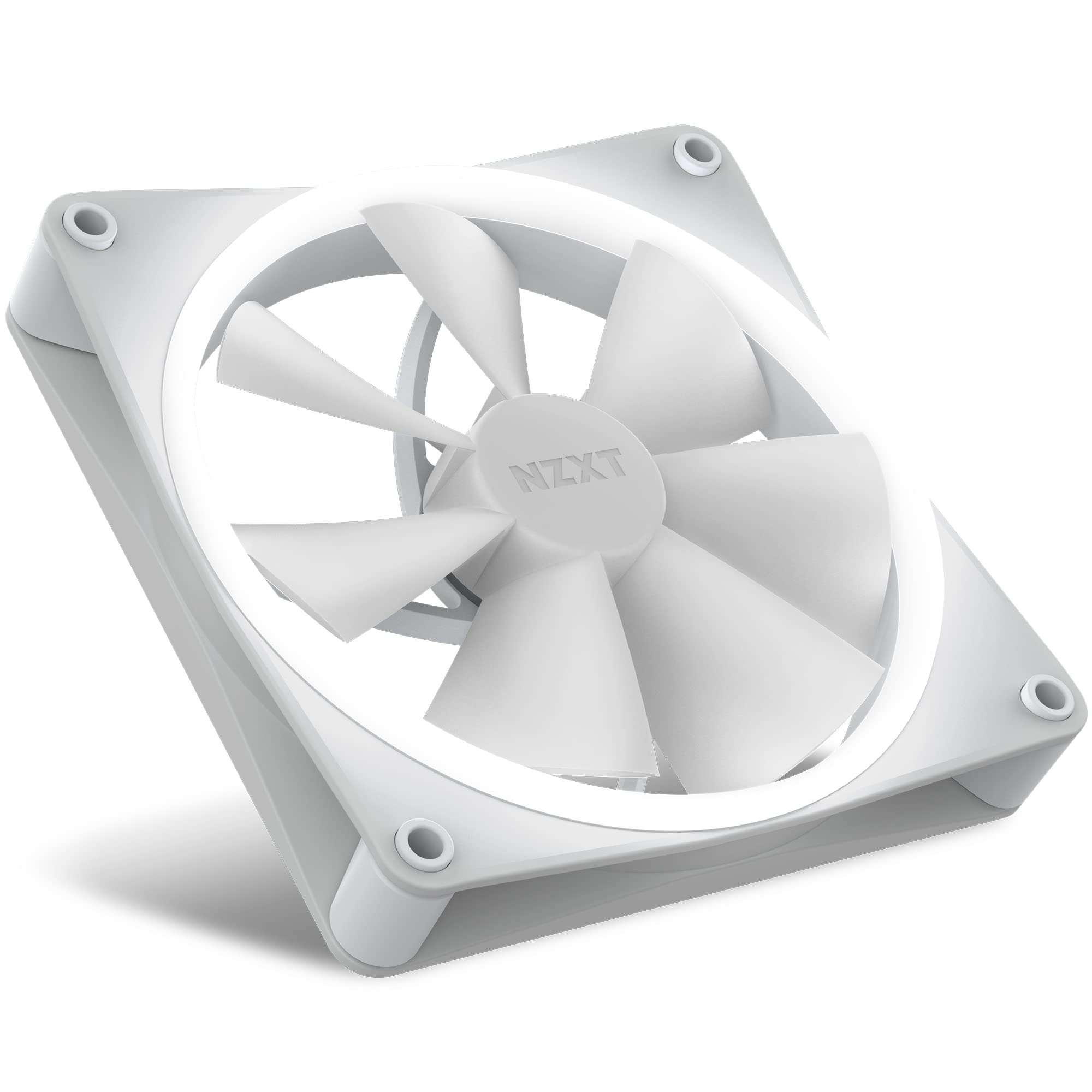 NZXT F140 RGB PC Cooling Fans - 140mm White LED Case Fans with Advanced RGB Lighting & Quiet Operation - Includes Twin Fans & Controller for Gaming PC, Workstation, and Home Office Setup