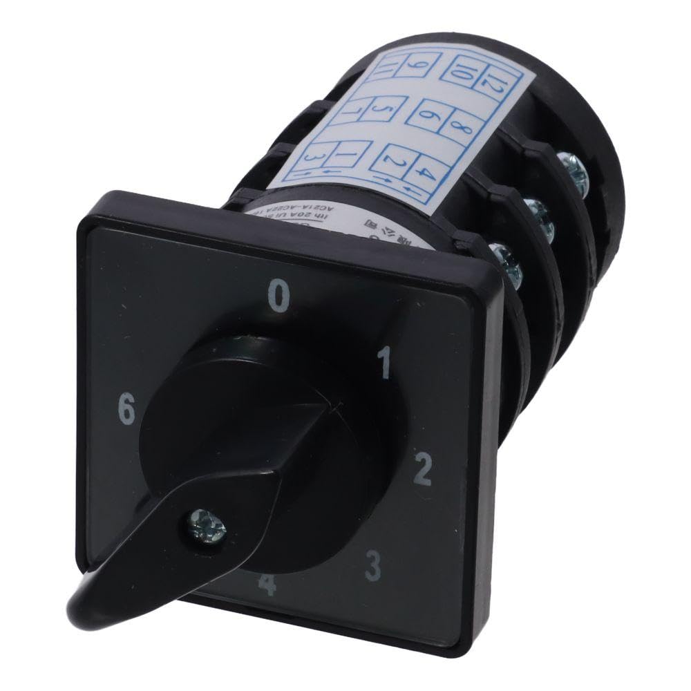 20A 500V 4-Way 7-Position Rotary Changeover Selector Switch - Heavy Duty Electrical Selector for Industrial Equipment, Generator Transfer, and Power Distribution Systems
