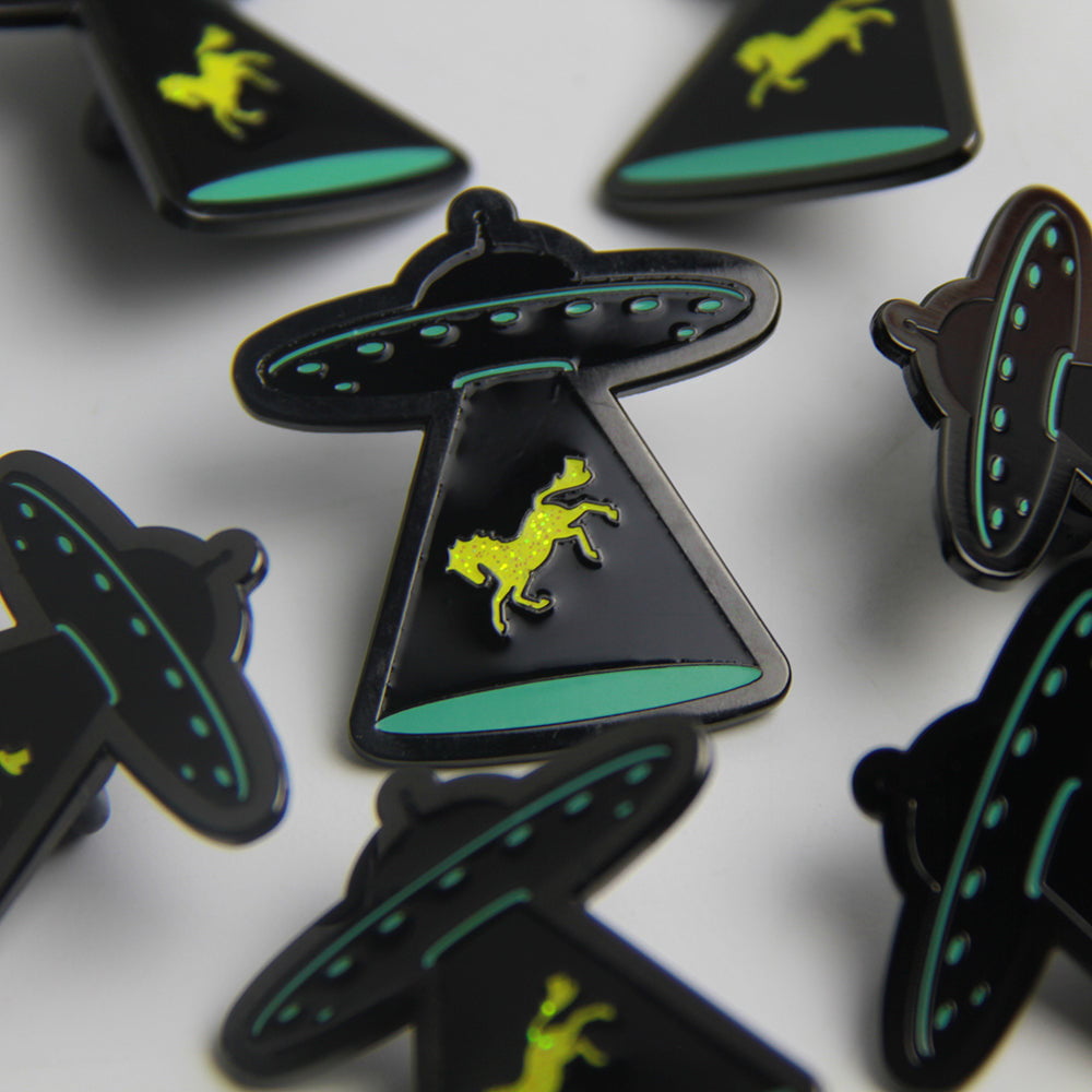 Abduction Pony Pin - Cute UFO Alien Horse Enamel Lapel Pin - Perfect for Backpacks, Jackets & Gifts for Sci-Fi Fans