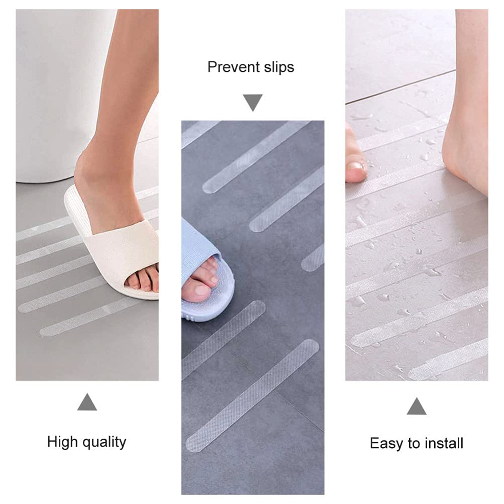 24-Piece Transparent Non-Slip Bathroom Floor Stickers | Anti-Skid Bathtub & Pool Safety Tape | Waterproof Adhesive Strips for Showers, Stairs, and Slippery Surfaces