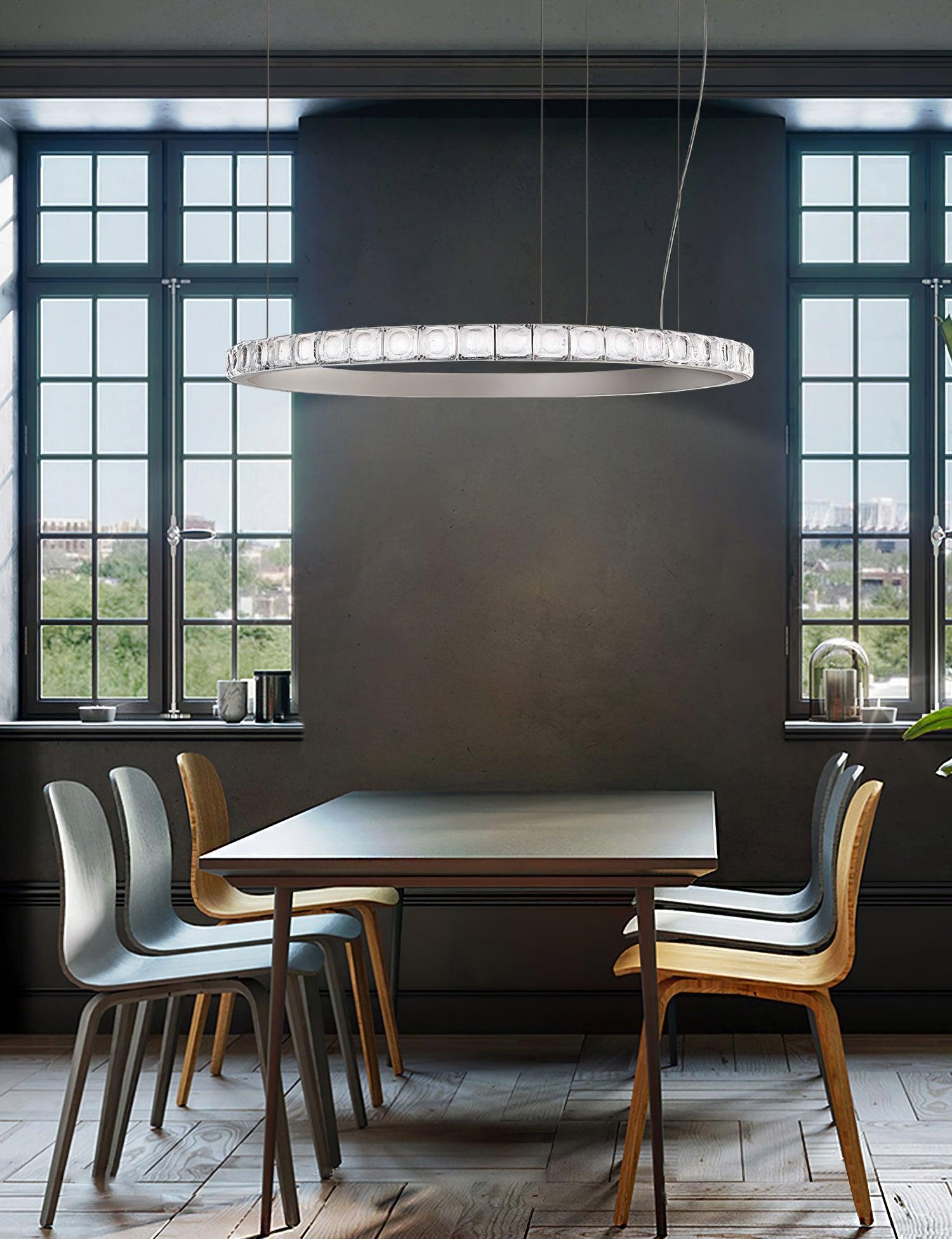 Aura Ring Chandelier - Elegant Crystal Ceiling Light Fixture for Dining Room, Living Room & Bedroom | Modern Home Decor Lighting for Weddings & Special Occasions