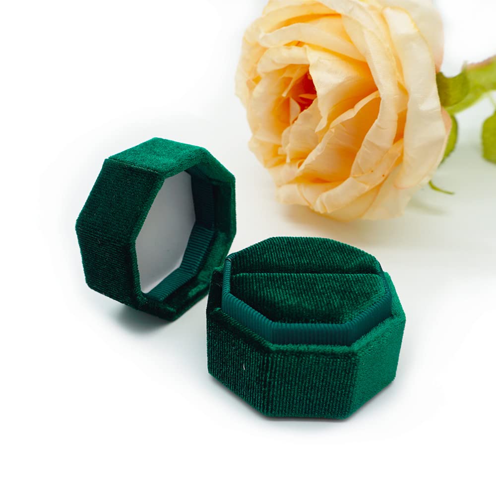 Neopai Velvet Ring Box for Proposal - Elegant Engagement Ring Bearer Case with Single Slot (Emerald Green) - Perfect for Wedding Proposals, Engagement Gifts & Jewelry Storage