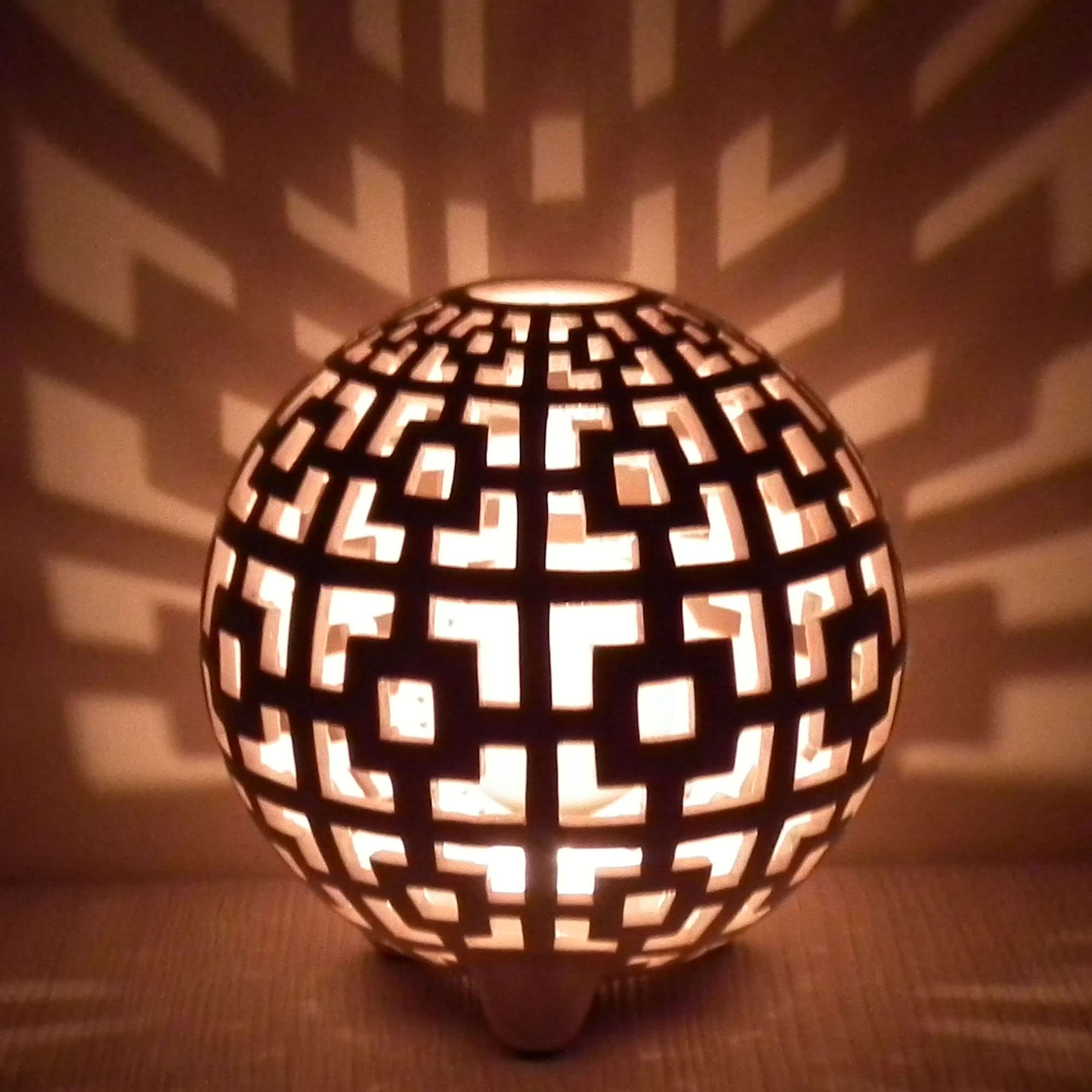 Handmade Geometric Ceramic Candle Holder - Modern Lantern for Home, Patio & Table Decor - Unique Birthday Gift for Women & Housewarming Present (Perfect for Weddings, Dinner Parties & Cozy Nights)