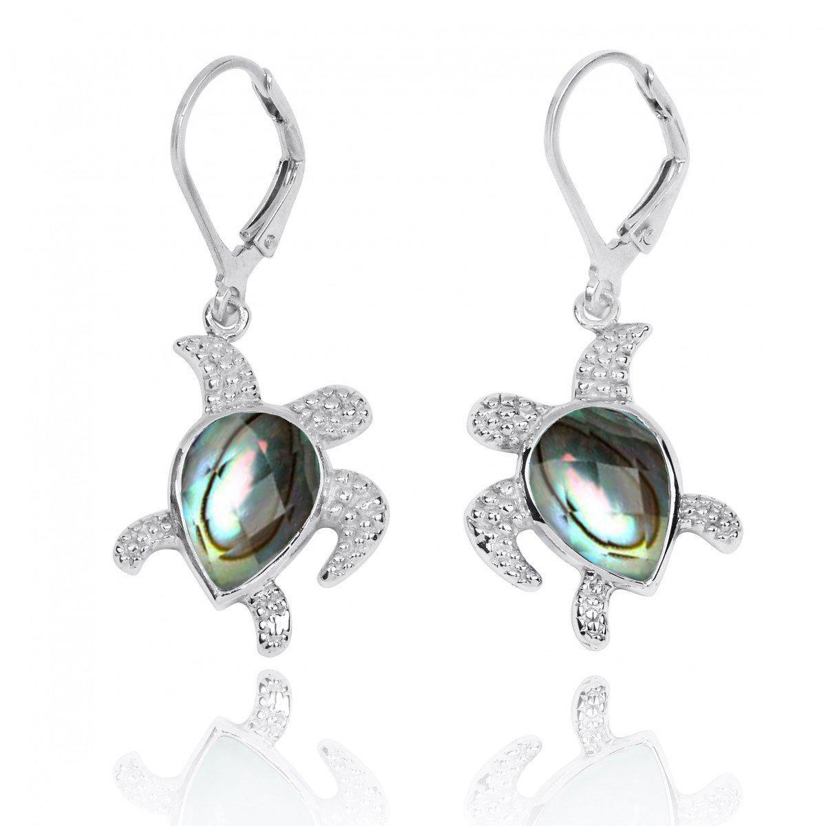 Handmade Abalone Shell Sea Turtle Stud Earrings - Boho Beach Jewelry for Women - Perfect for Summer Vacations & Beach Weddings