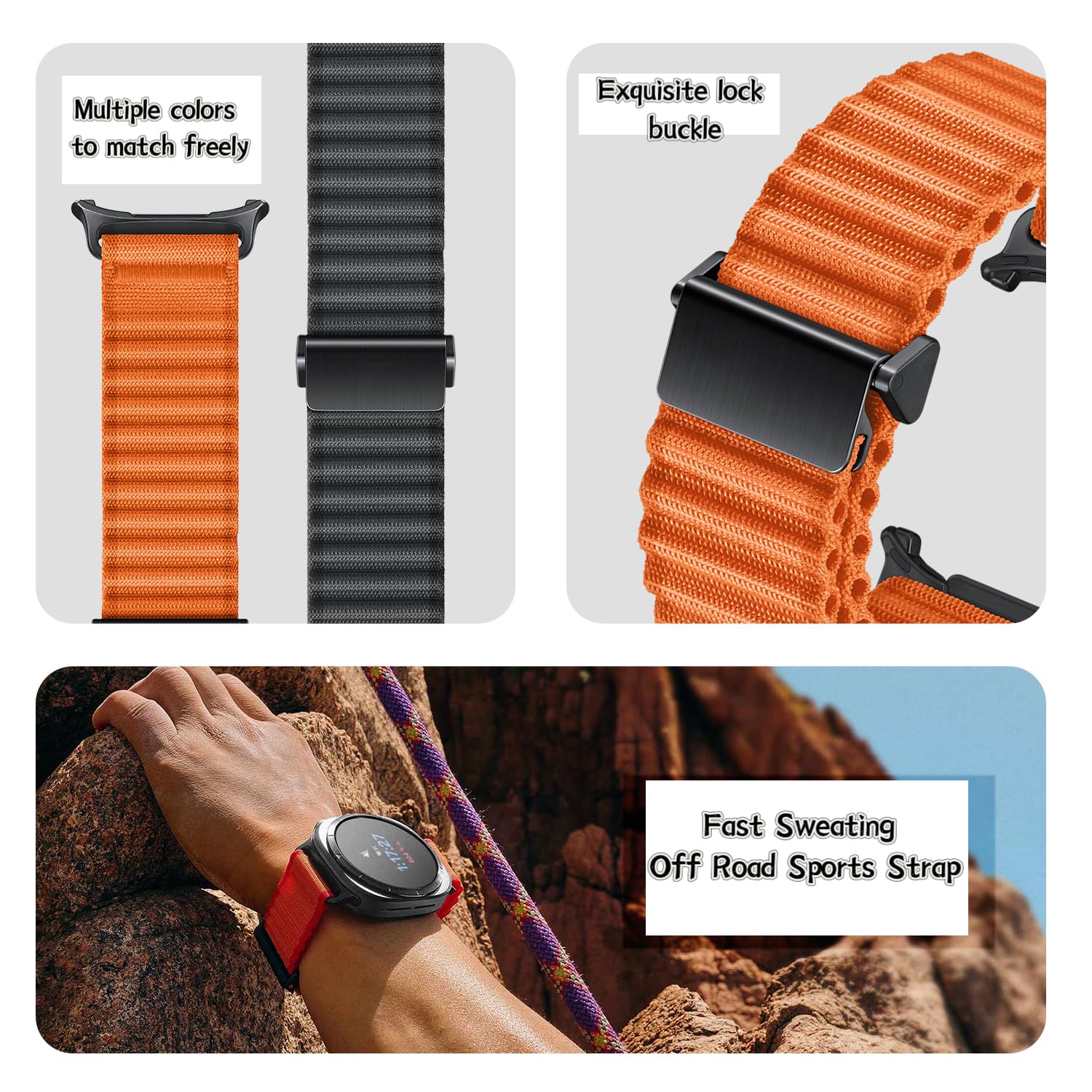 VeveXiao Galaxy Watch 7 Ultra Trail Band - Durable Nylon Strap Replacement for Samsung Watch Ultra, Adjustable One-Click Attachment Sports Strap for Men & Women - Perfect for Hiking, Running & Outdoor Adventures