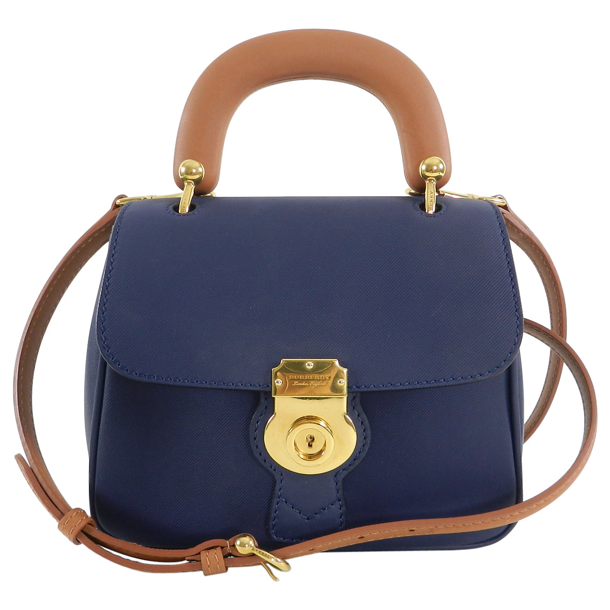 Burberry DK88 Small Top Handle Bag in Ink Blue - Luxury Leather Crossbody Purse for Women, Perfect for Work, Travel & Evening Events