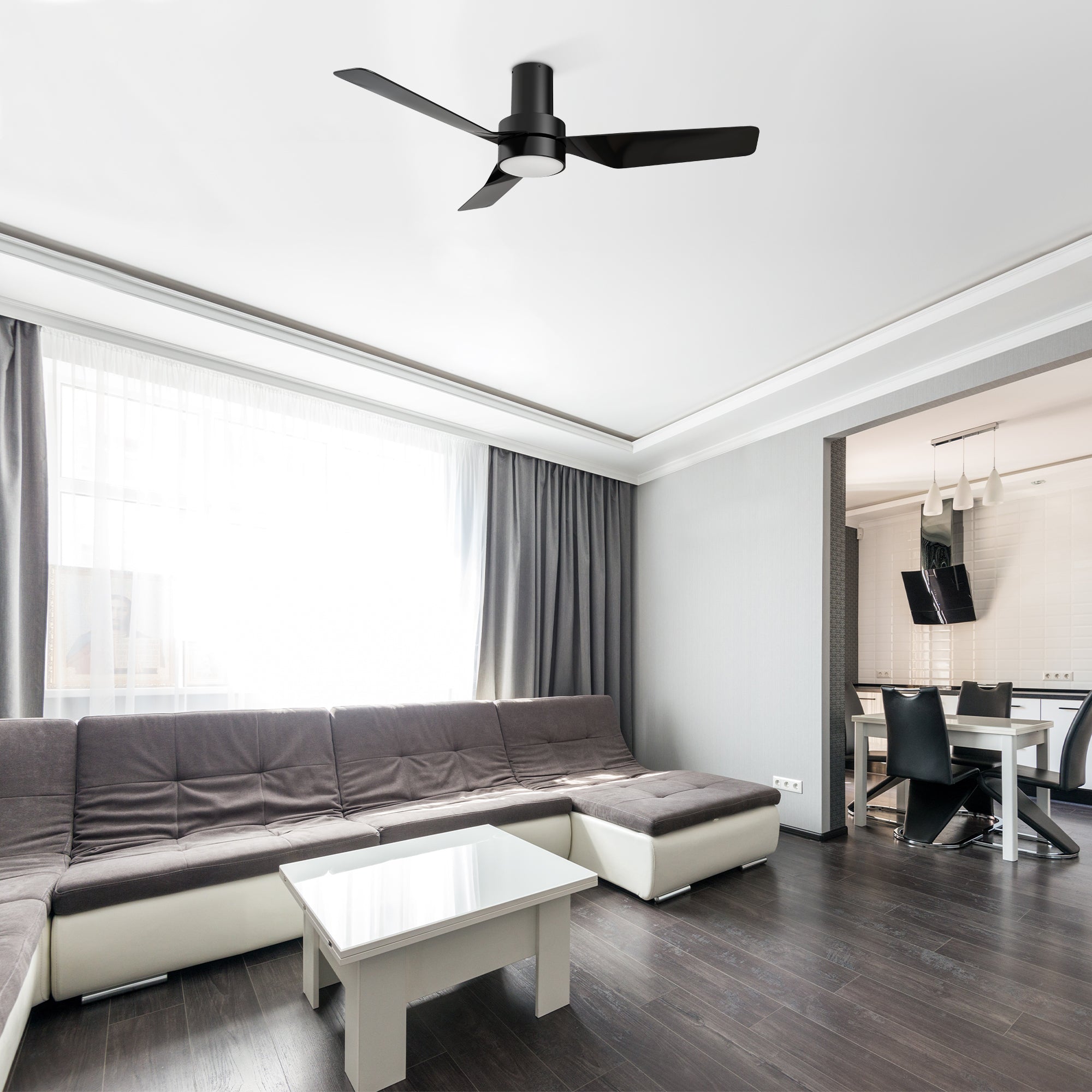 44 Inch Marion Low Profile Ceiling Fan with LED Light and Remote Control - Perfect for Bedroom, Living Room, and Indoor Spaces