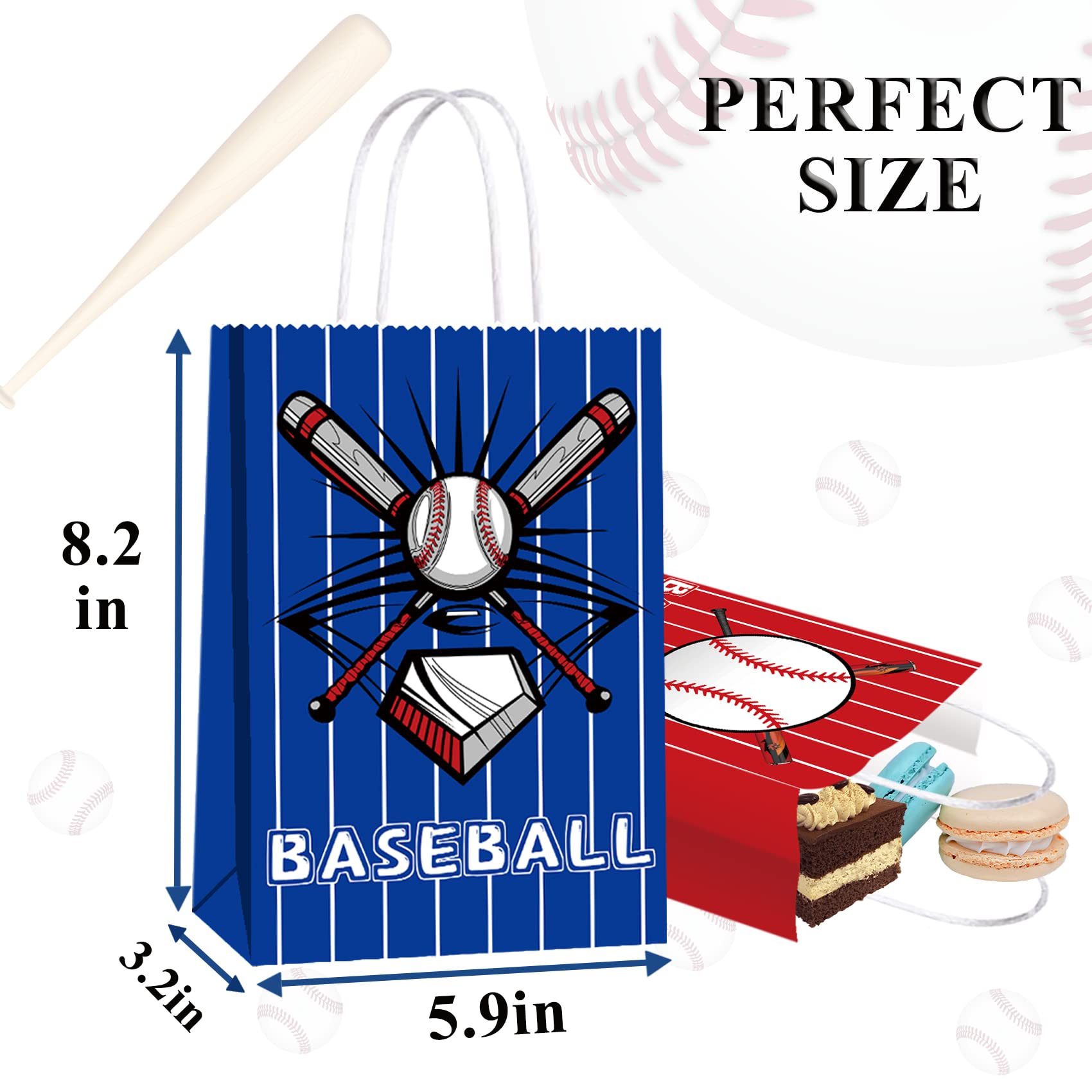 16 PCS Baseball Themed Party Favor Bags with Handles - Perfect for Baseball Birthday Parties, Team Celebrations & Sports Themed Events - Treat & Goodie Bags for Kids & Adults