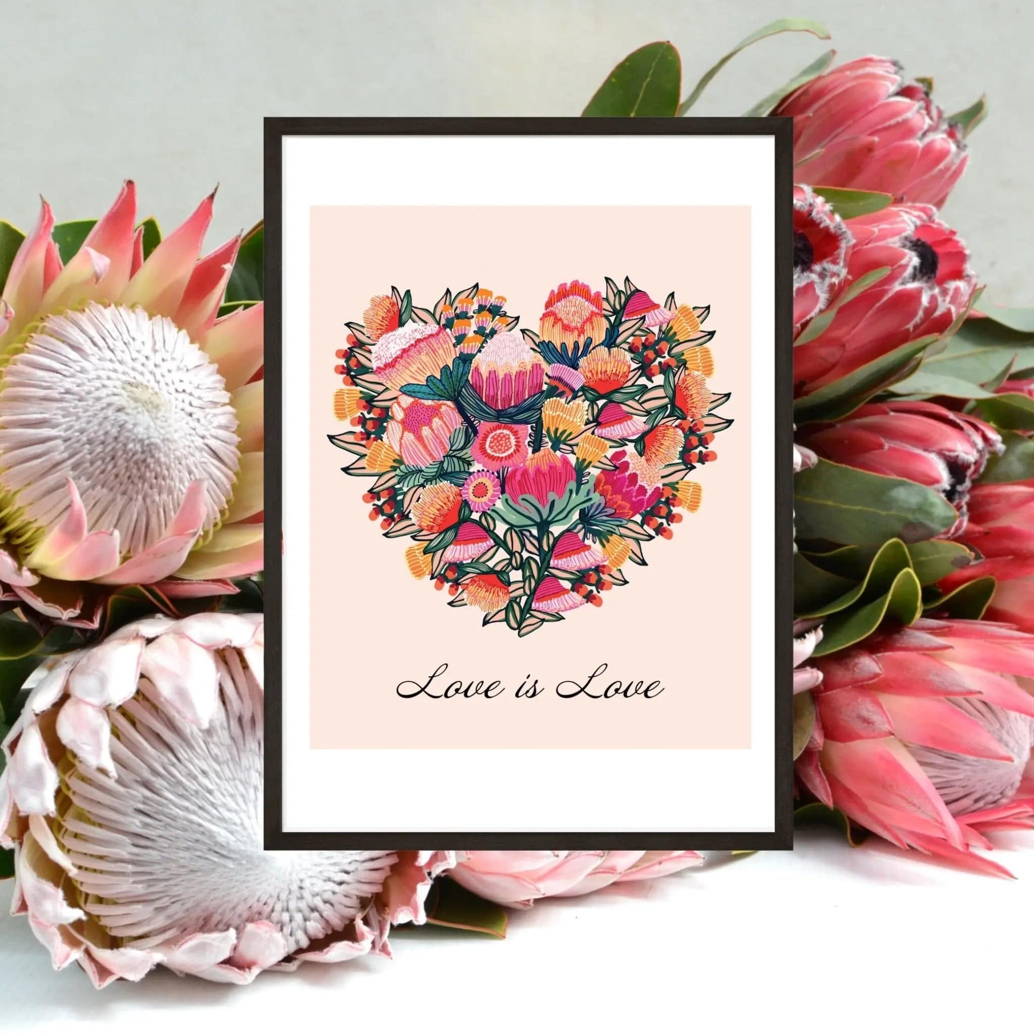 Love is Love Botanical Art Print - LGBTQ+ Pride Wall Decor for Home, Office & Gifts | Romantic Floral Painting for Bedroom & Living Room