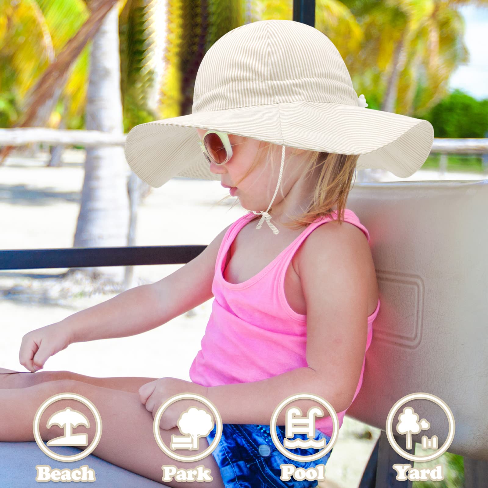 UPF 50+ Baby Sun Hat for Boys & Girls - Wide Brim Cotton Beach Hat for Infants & Toddlers - Perfect for Outdoor Play, Beach Trips and Summer Protection