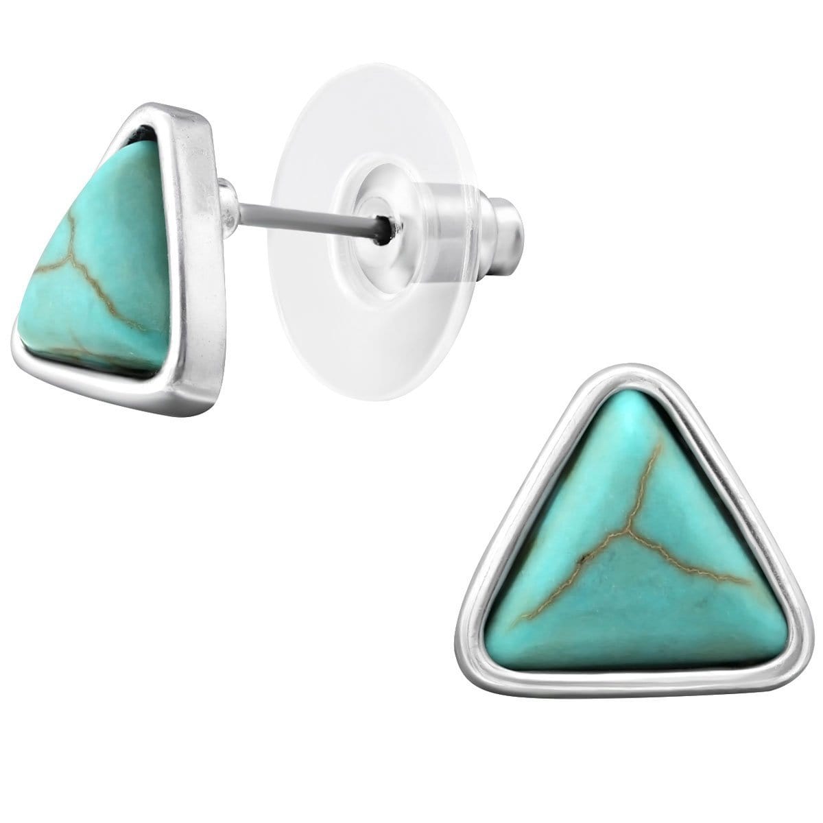Trendy Turquoise Triangle Stud Earrings for Women - Minimalist Geometric Jewelry for Casual & Party Wear