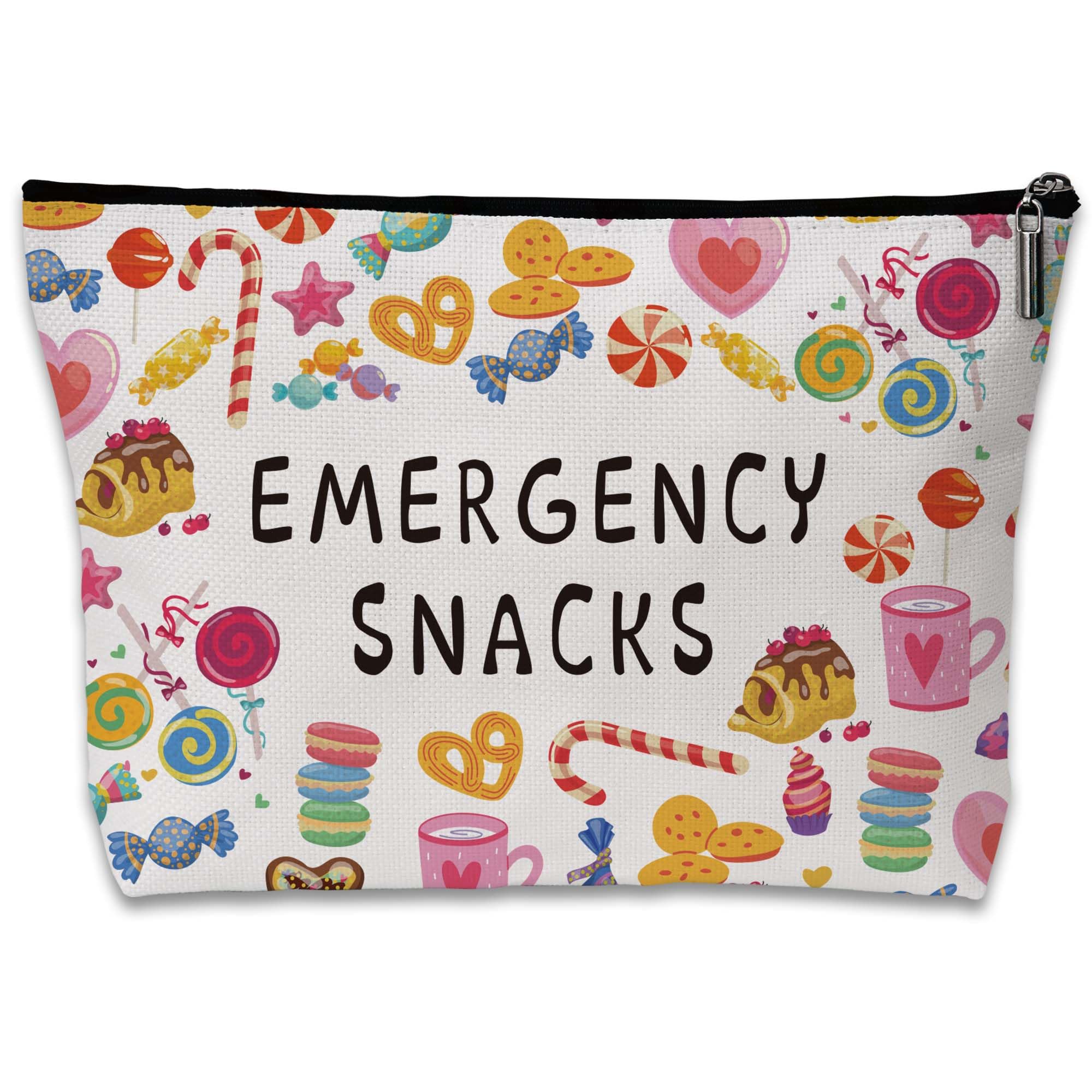 Travel Snack Bag - Silky Lining Cosmetic Pouch for Women | Emergency Snacks Storage, Makeup Organizer | Perfect for Road Trips, Camping & Airplane Travel