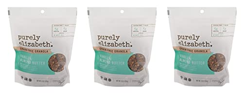 Purely Elizabeth Grain Free Granola with Vanilla Almond Butter & Collagen - 8 Ounce (Pack of 3) | Healthy Breakfast Cereal, Snack for Workouts & On-the-Go Nutrition