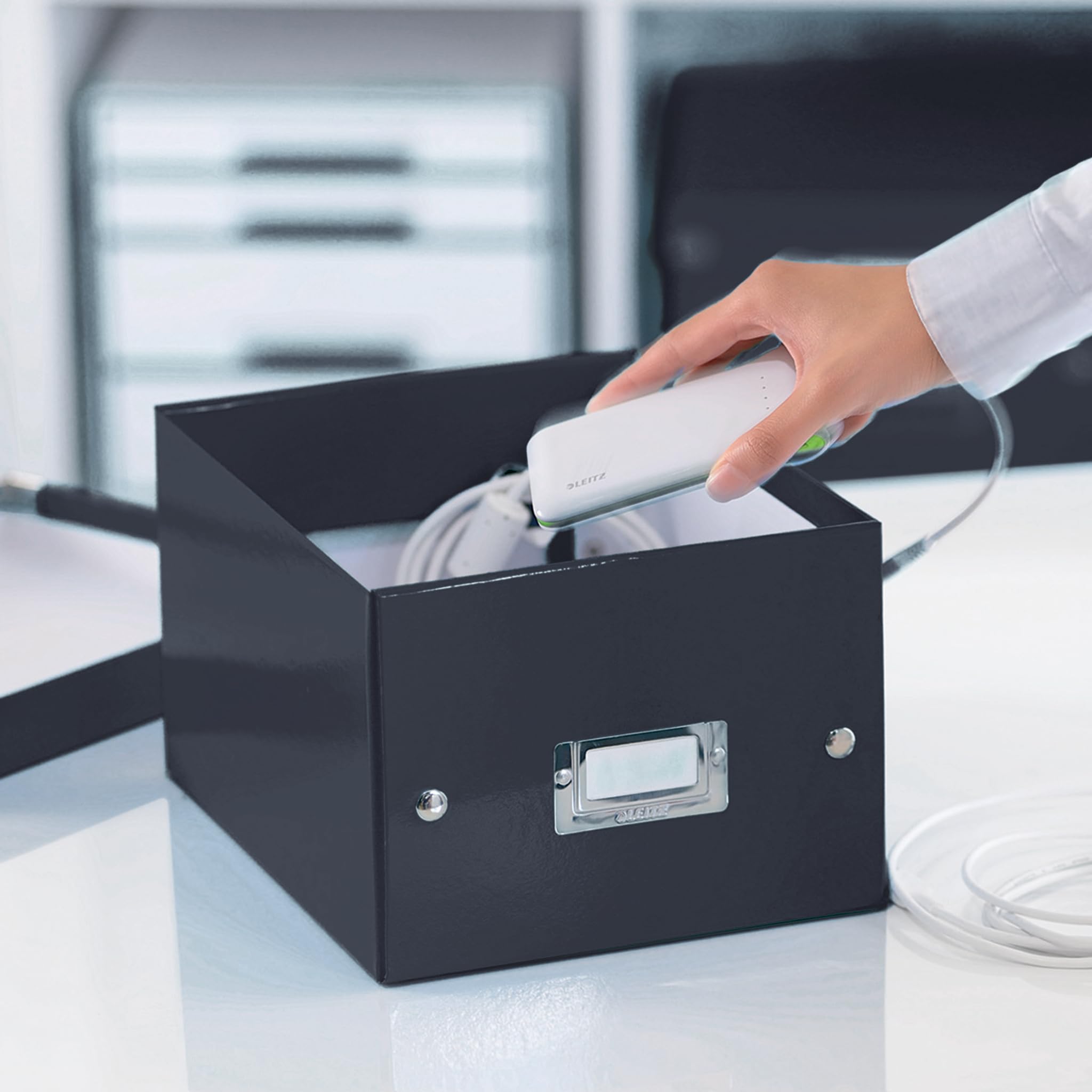 Leitz A5 Storage Box - Small Black Organizer for Documents, Files & Office Supplies | Click & Store Range 60430001 | Perfect for Home Office, School & Workspace Organization