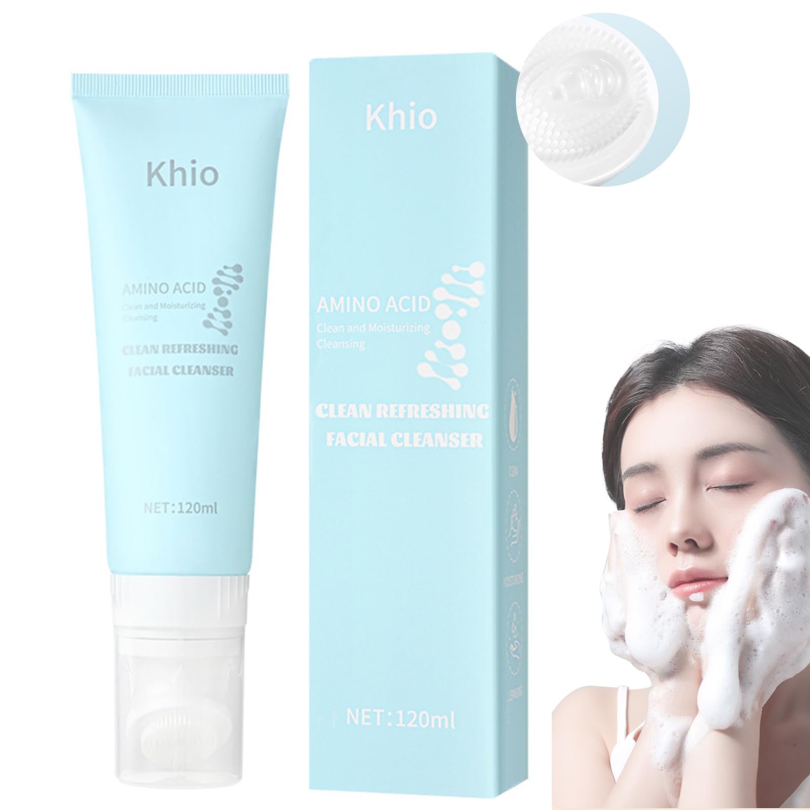 Clean & Fresh Facial Cleanser with Brush - Gentle Oil Control & Deep Pore Cleansing for Daily Skincare | Skin Firming Bubble Foam Face Wash (120ml) - Perfect for Morning & Night Routine, Travel & Sensitive Skin Care