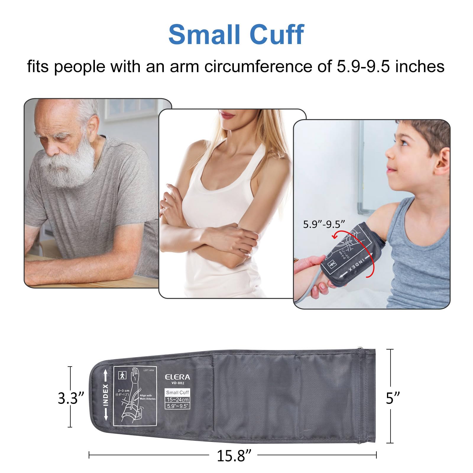 Kids & Women Pediatric Blood Pressure Cuff - Small Child BP Monitor Replacement (5.9-9.5 Inch Arm) with 6 Connectors for Most Monitors - Perfect for Home Health Checks & Pediatric Clinics