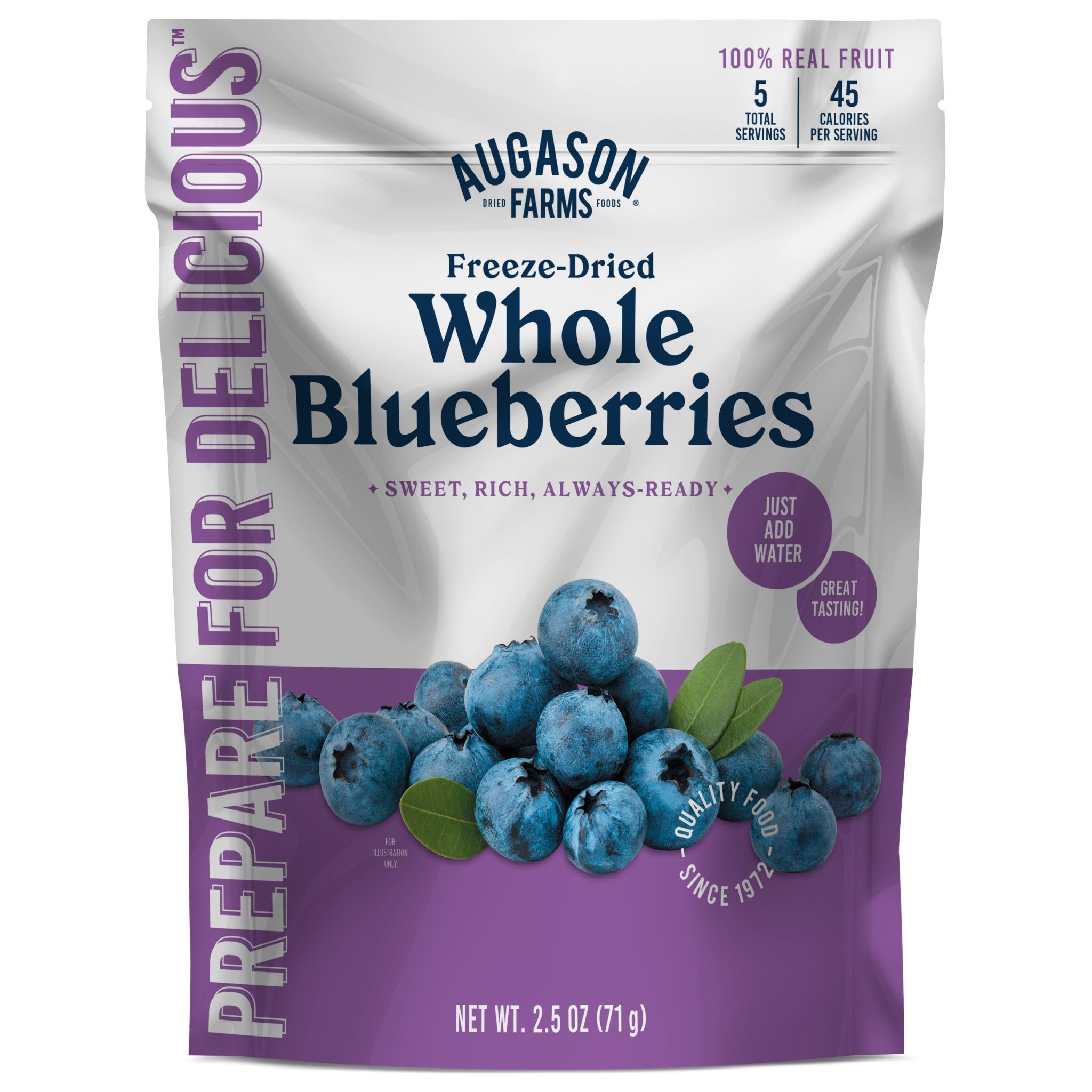 Freeze Dried Whole Blueberries - 100% Natural, No Sugar Added, Non-GMO, Gluten-Free Snack (5 Servings) - Perfect for Smoothies, Baking, Trail Mix & Healthy On-the-Go Snacking