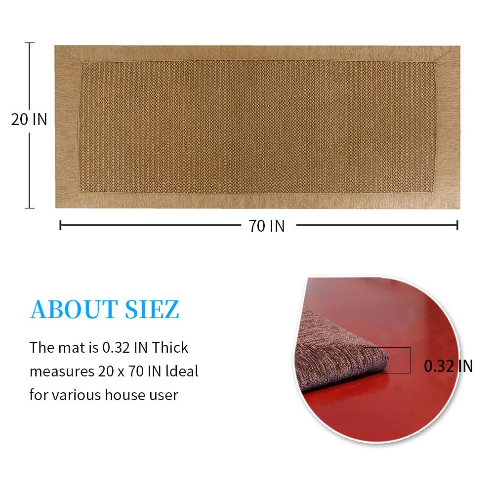 Non-Slip Washable Kitchen Runner Rug - Absorbent Farmhouse Style Floor Mat for in Front of Sink (20x70 Inches, Light Coffee) | Perfect for Kitchen, Laundry Room & Entryway - Durable & Stylish Home Decor