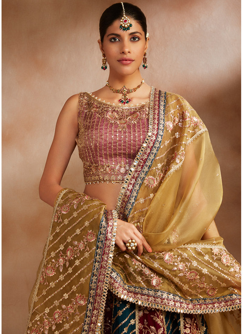 Exquisite Multicolor Embroidered Georgette Lehenga Choli Set for Women | Indian Wedding Party Dress | Perfect for Festivals, Sangeet & Mehendi Ceremonies